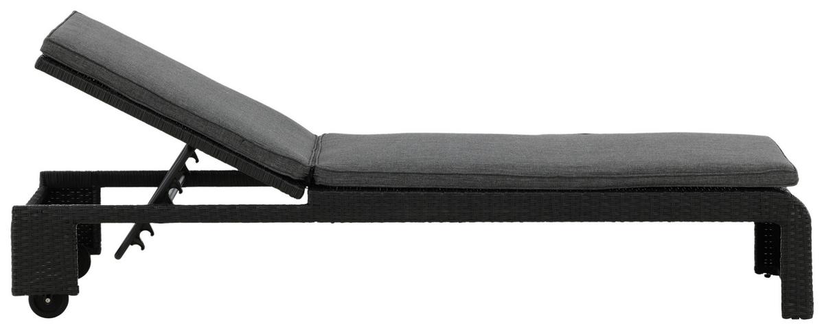 Sonnenliege London ca. 60x32x196 cm Schwarz - Schwarz, KONVENTIONELL, Kunststoff (60/32/196cm) - Gardenson