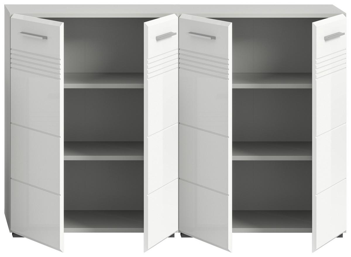 Midischrank COPA Grau/ Weiß Hochglanz ca.120x80x30cm - Chromfarben/Weiß Hochglanz, MODERN, Holzwerkstoff/Kunststoff (120/80/30cm) - MID.YOU