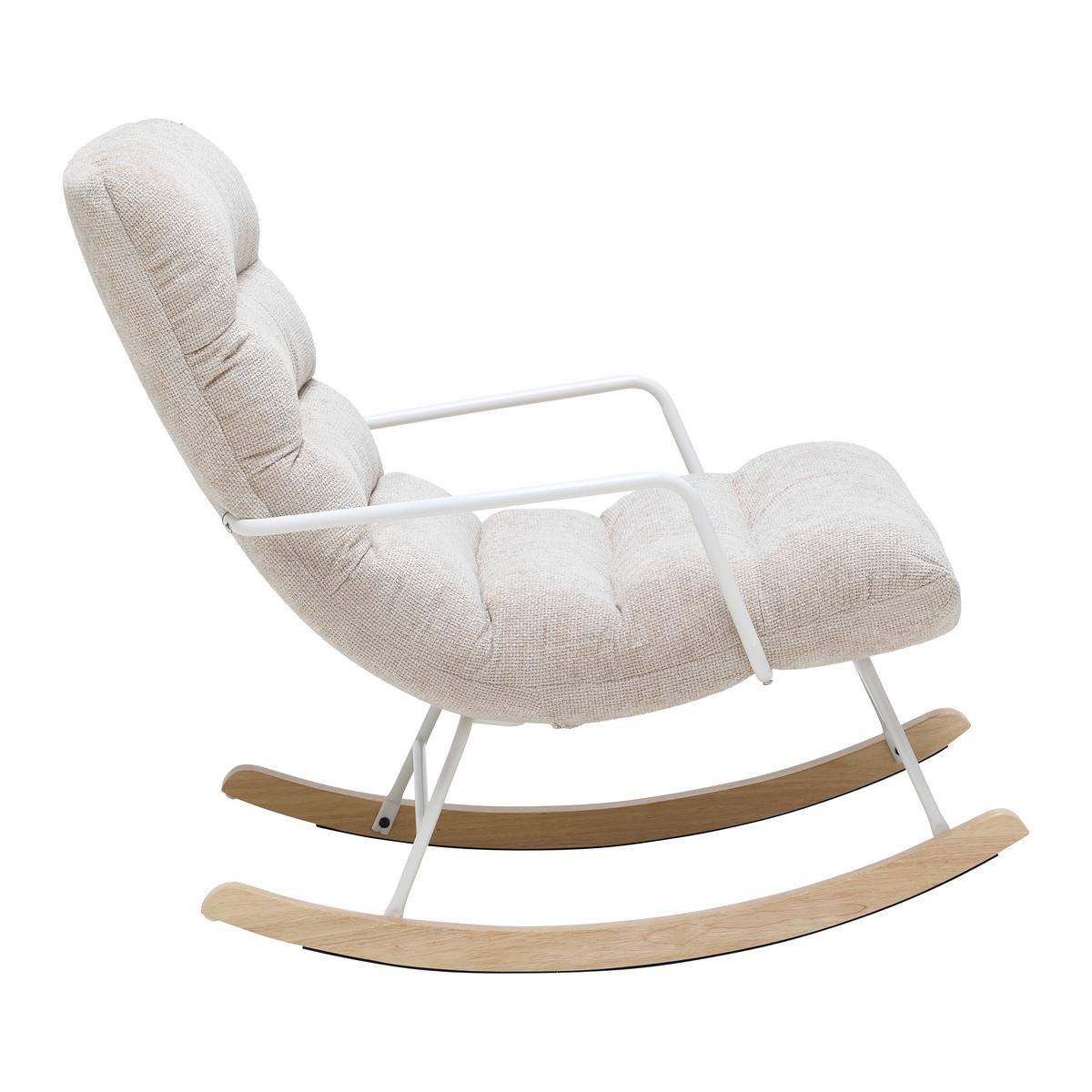 Schaukelstuhl Swingo Creme - Weiss/Creme, Modern, Holz/Textil (72/96/110cm) - Mömax