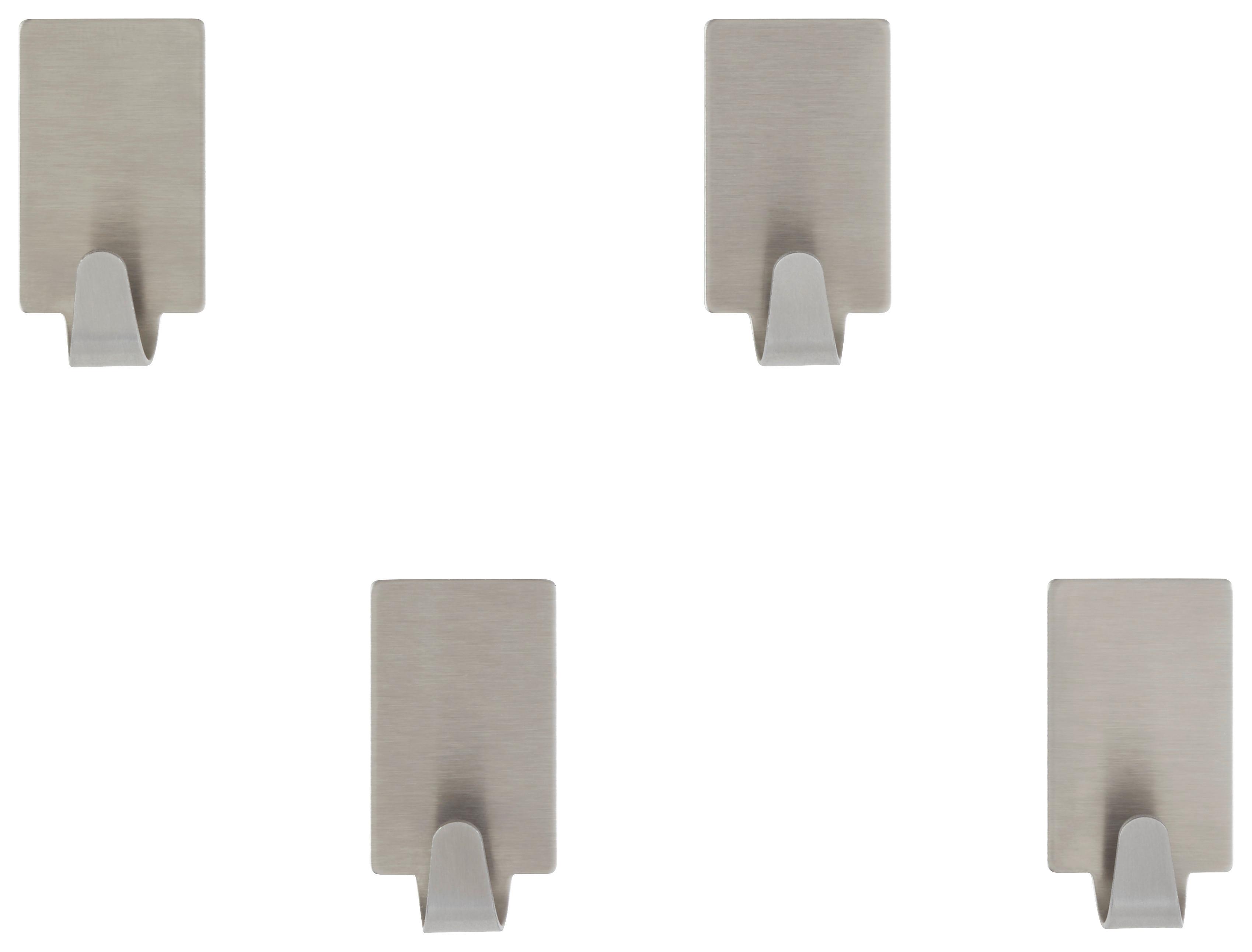 Klebehaken Wenko Aus Metall, 4 Stück - Edelstahlfarben, Metall (1,9/3,4/1,5cm) - Mömax