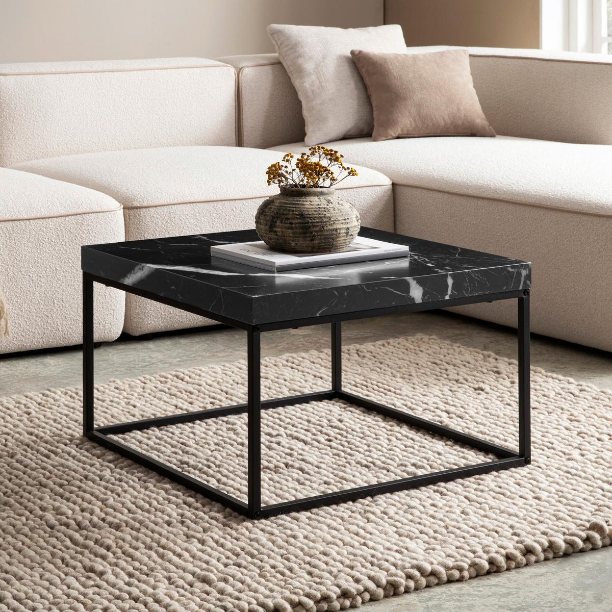 COUCHTISCH WL6.933 - Schwarz, Design, Holzwerkstoff/Metall (60/60/38cm) - Livetastic