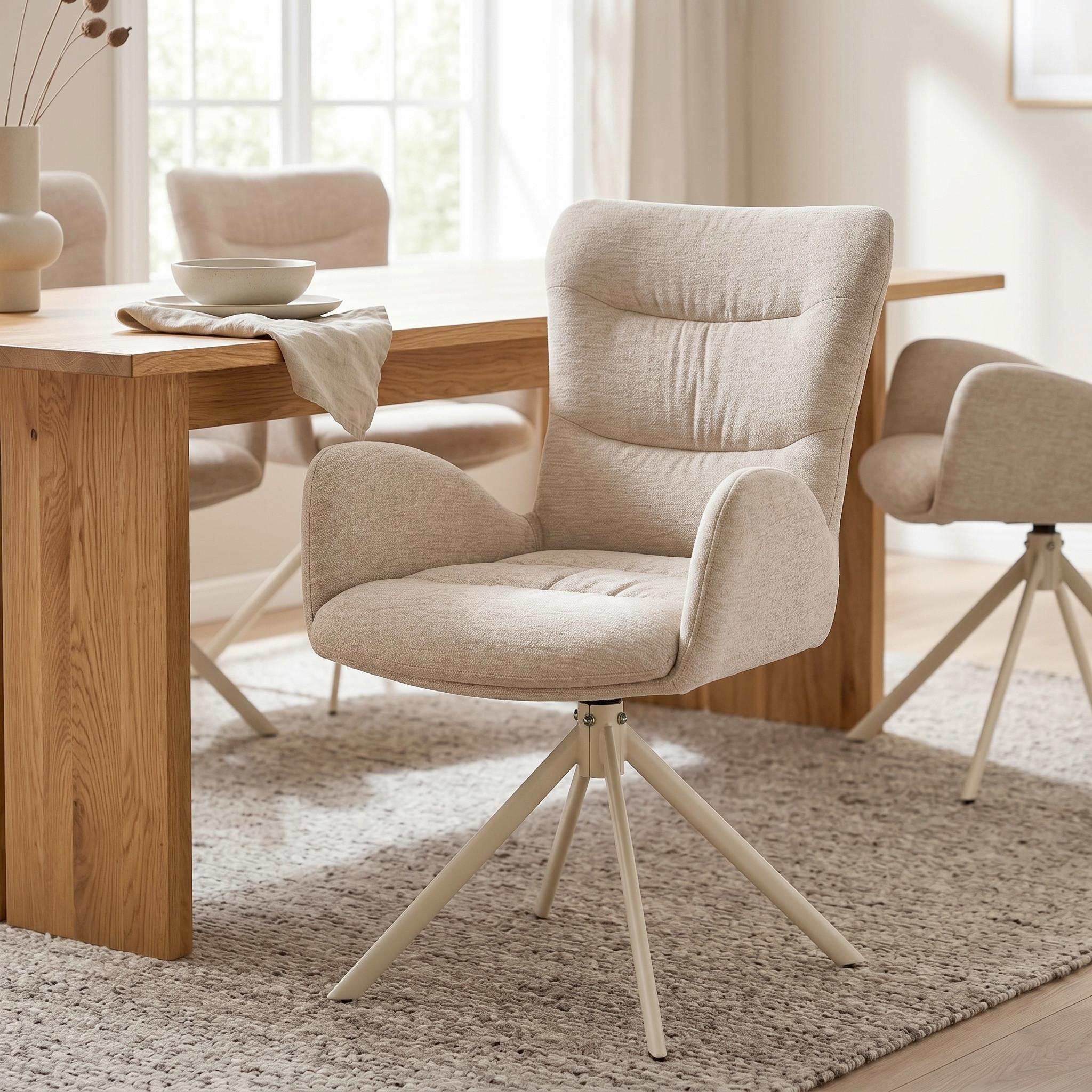 STOL MED ARMSTÖD STELLA - beige, Design, metall/textil (58/91/65cm) - Mömax