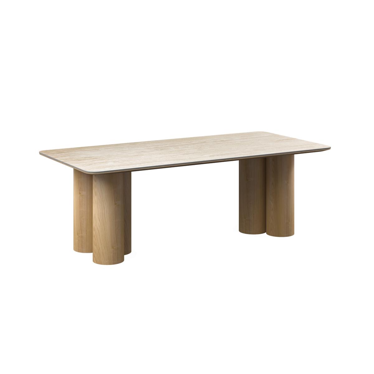 Esstisch Kiano Holz/Keramik Creme ca. 220x105 cm - Creme/Naturfarben, MODERN, Holz/Keramik (220/76/105cm) - Bessagi Home
