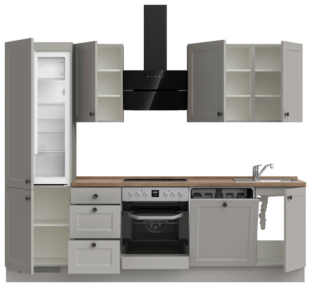 Küchenblock Cascada High m. Geräten Grau - Eiche dunkel/Schwarz, MODERN, Holzwerkstoff/Metall (270cm) - Nobilia