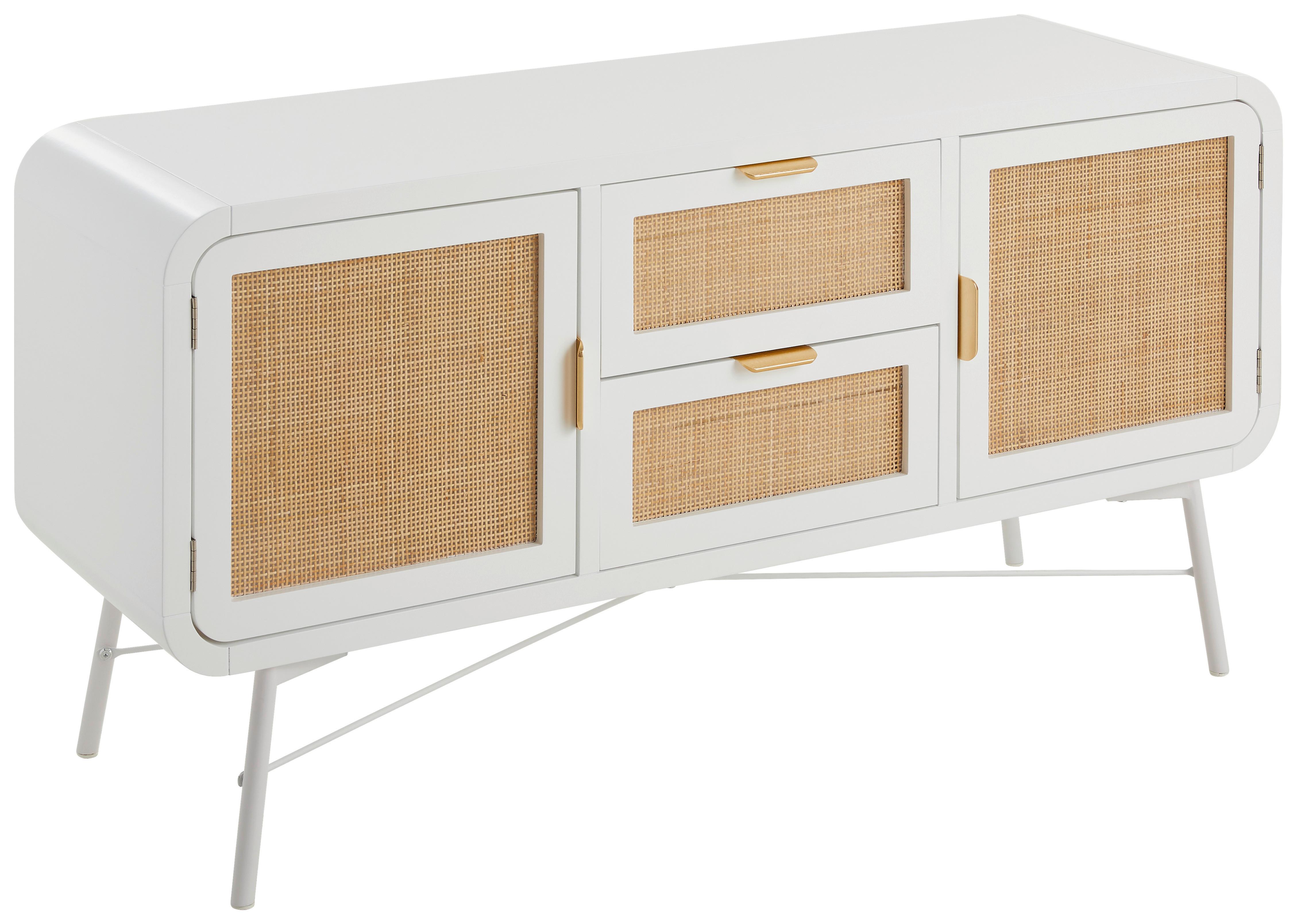 KOMODA NISKA LICHTENFELS - kolor naturalny/biały, Modern, materiał drewnopochodny/metal (120/60/37,5cm) - Livetastic