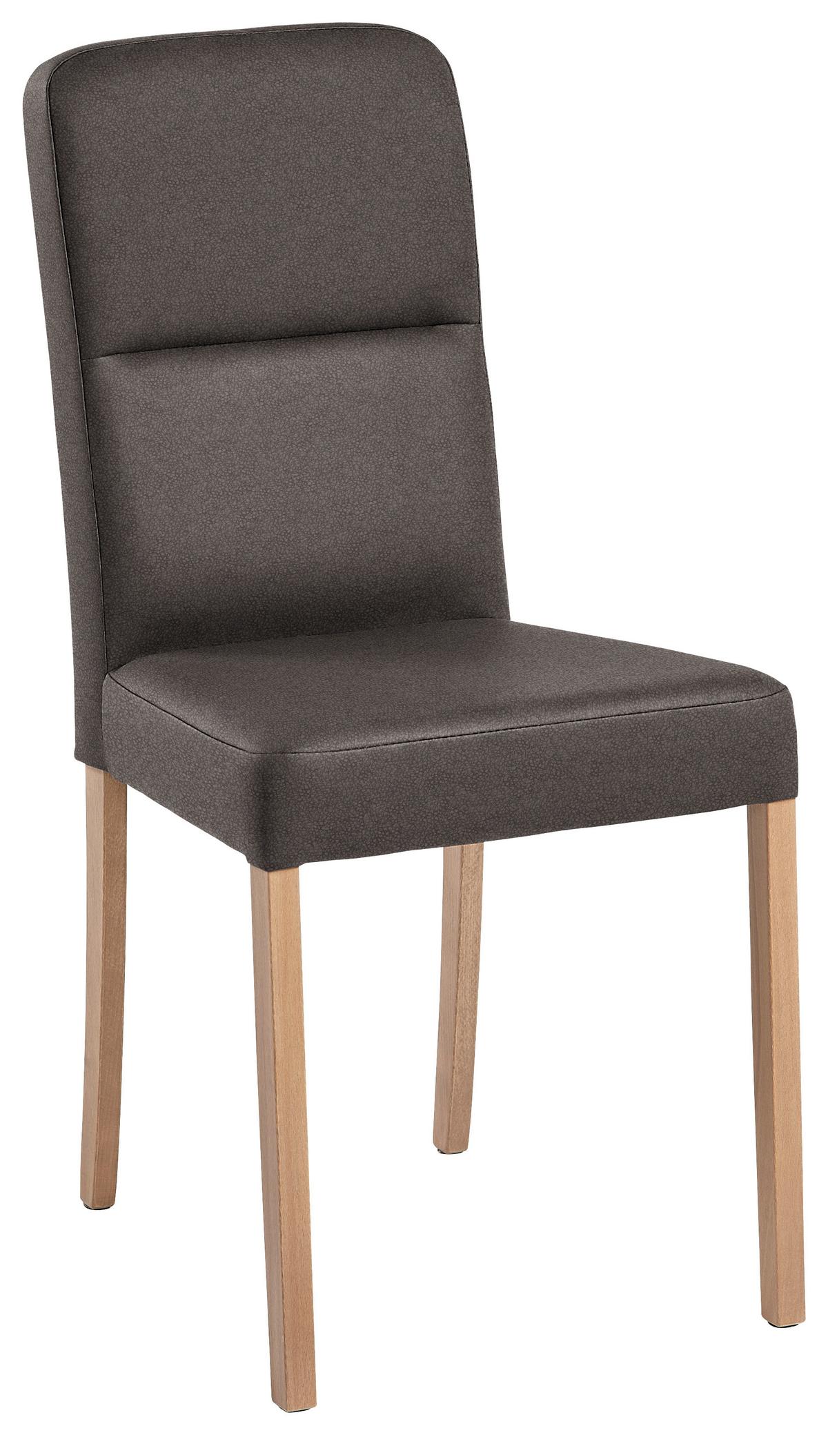 Stuhl Solar in Dunkelbraun Lederlook - Eichefarben/Dunkelbraun, Basics, Holz/Textil (45/90/55cm) - Based