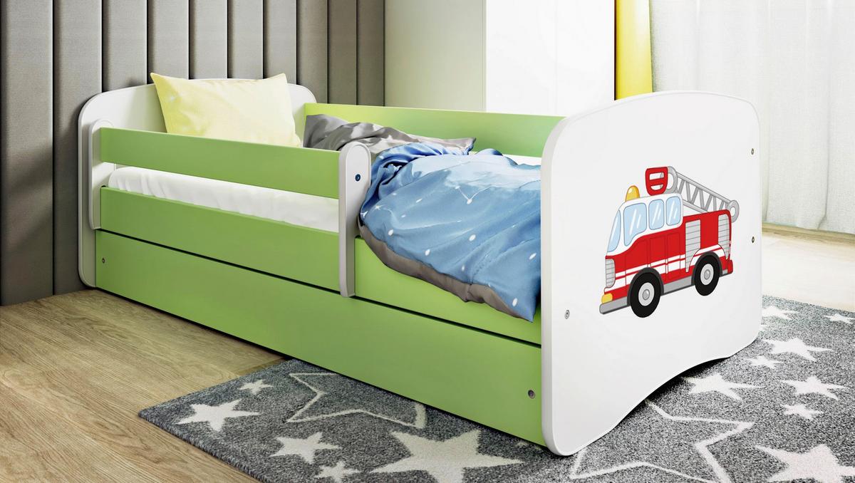 Otroška Postelja Babydreams, Bela, Zelena, 80x160cm - zelena/bela, Moderno, tekstil/leseni material (80/160cm) - MID.YOU