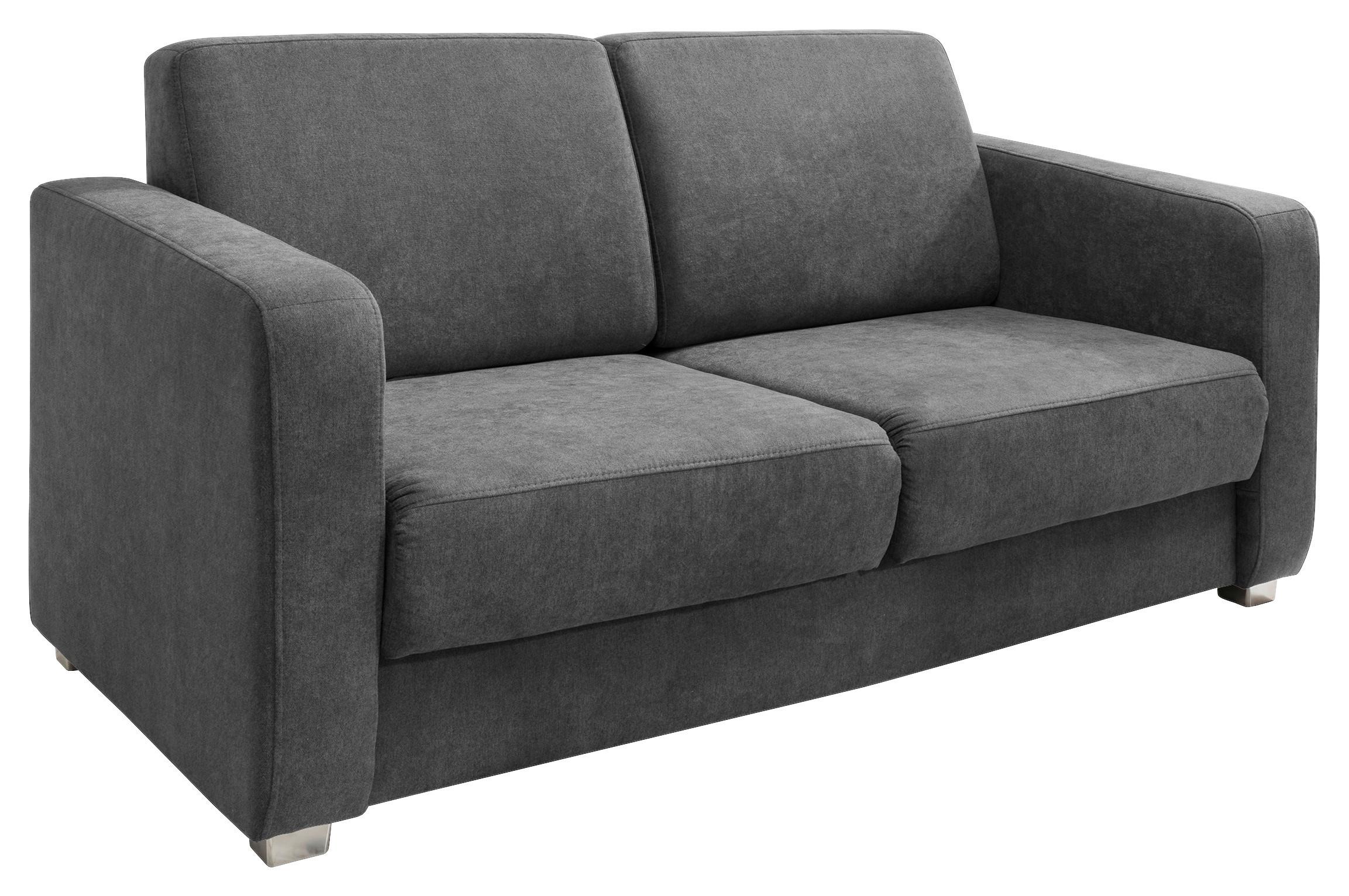 Schlafsofa Mia Anthrazit Mikrofaser - Chromfarben/Anthrazit, Basics, Kunststoff/Textil (159/88/87cm) - Livetastic
