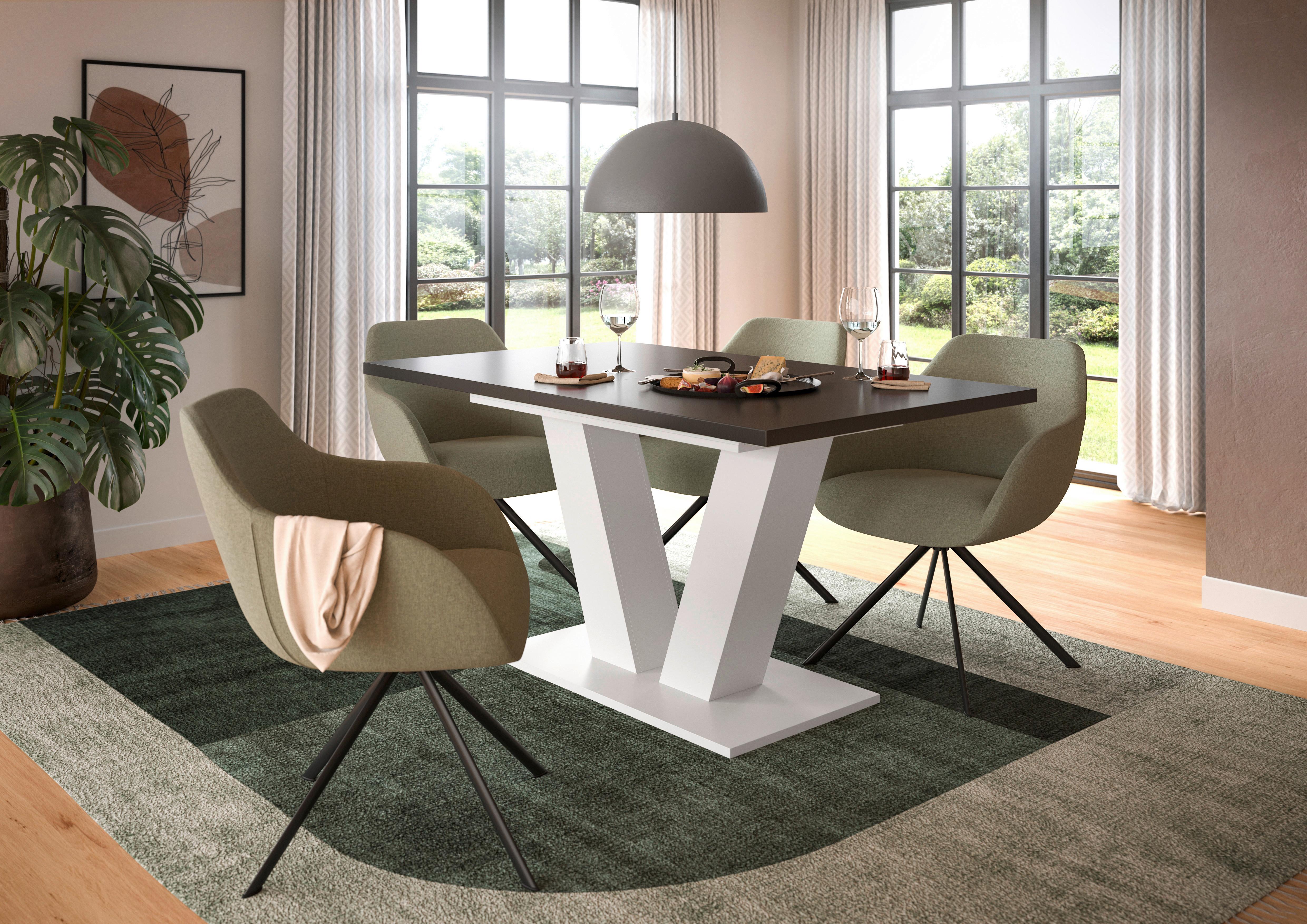 Ausziehtisch Marlon Grau ca. 150-190x90x76 cm - Weiß/Grau, Trend, Holzwerkstoff (150-190/90/76cm)
