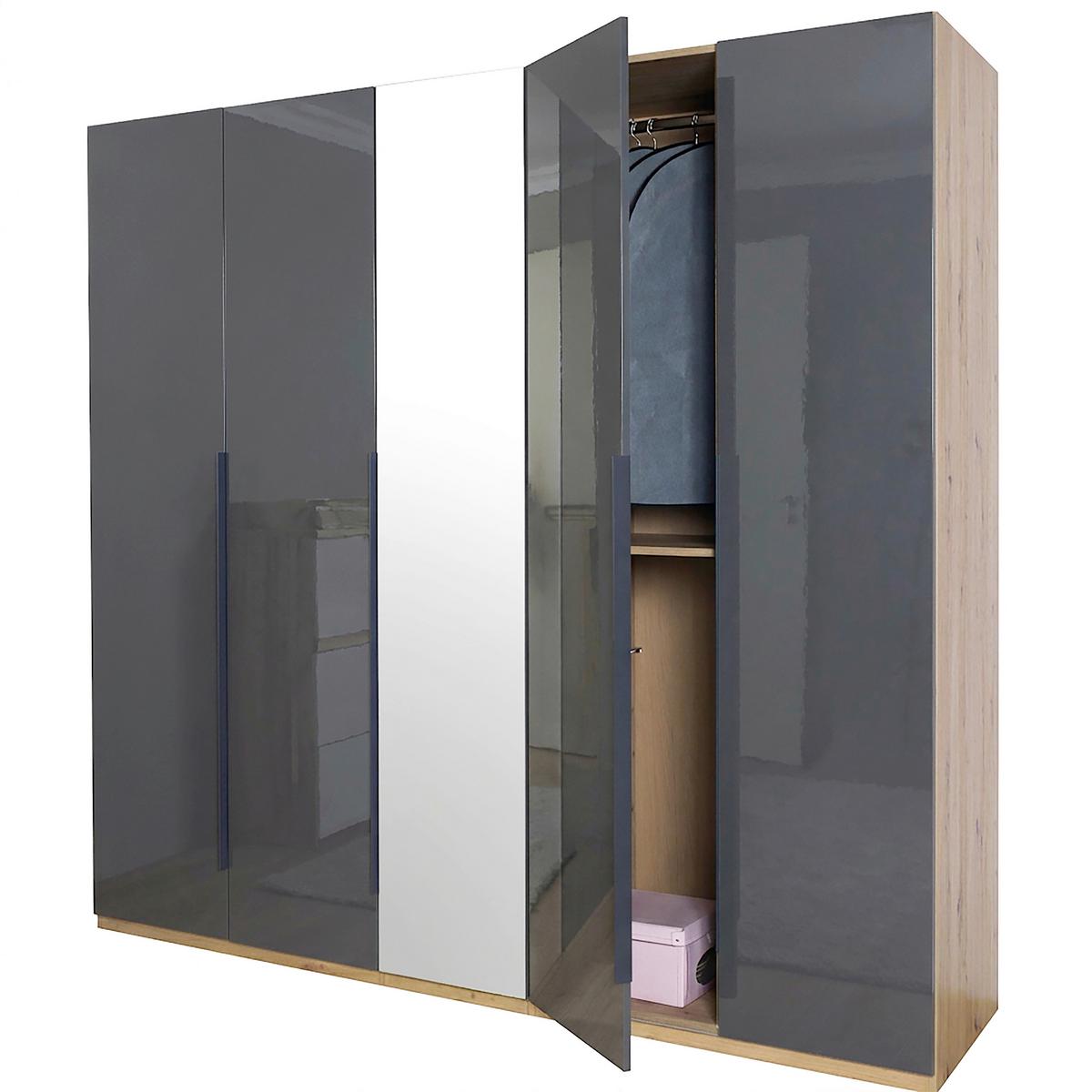 Ormar Sa Klasičnim Vratima Sposami - siva visoki sjaj/antracit, Moderno, metal/pločasti materijal (229,8/222,6/63,3cm) - Premium Living