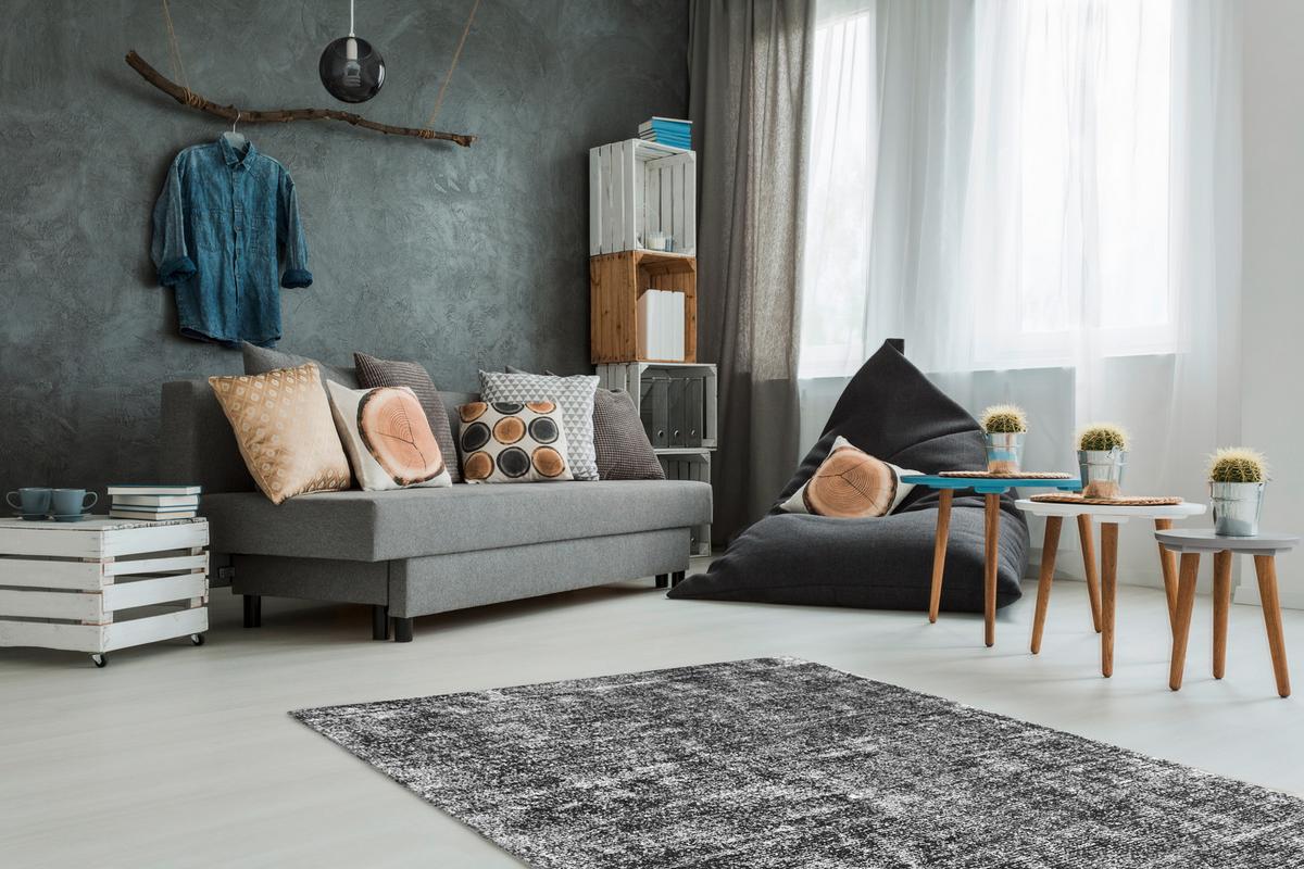 WEBTEPPICH ETNA 110 ANTHRAZIT 120 X 170 - Anthrazit, Basics, Textil (120/170cm) - Kayoom