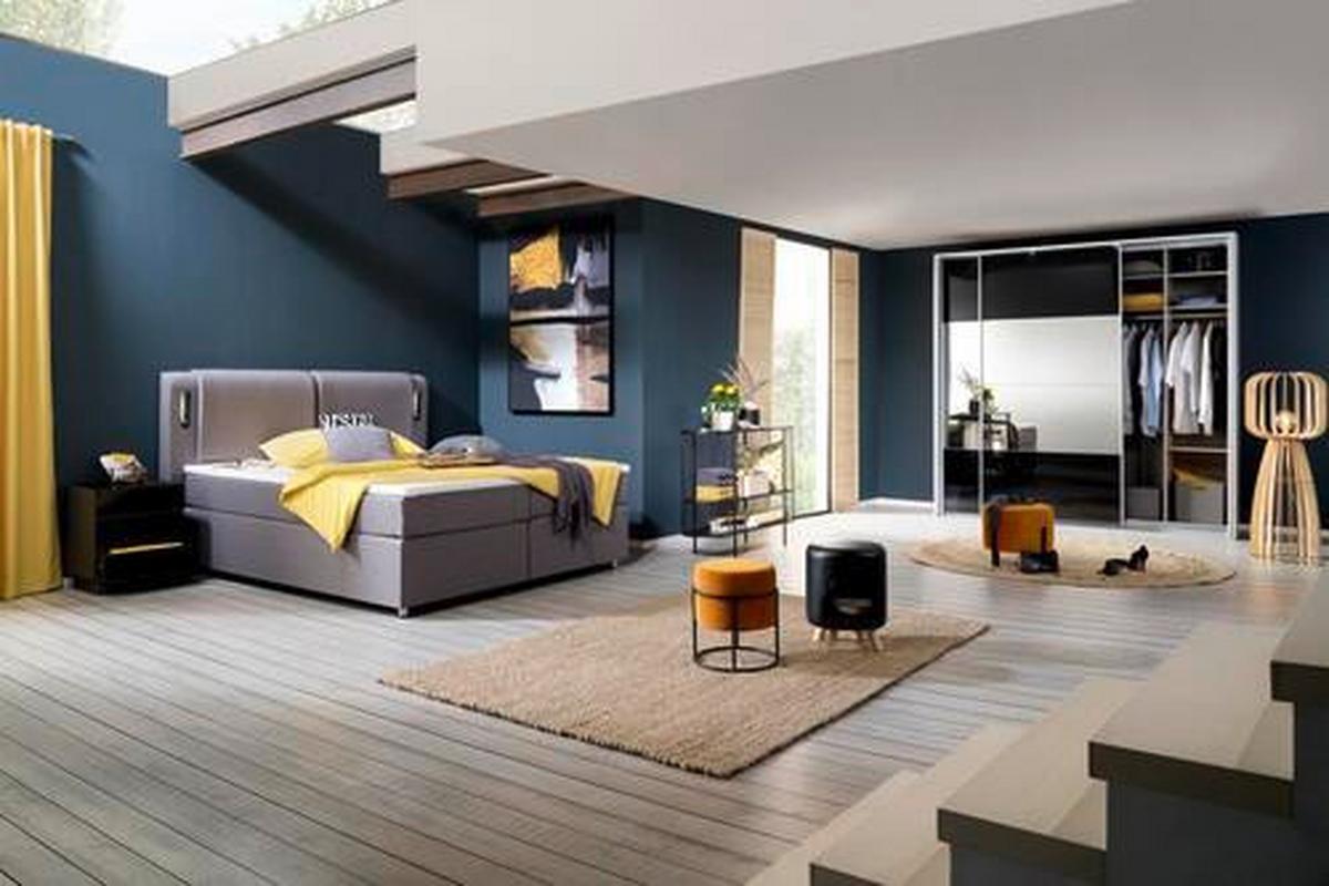 Schwebetürenschrank in Schwarz mit Spiegel - Alufarben, Modern, Holzwerkstoff/Metall (226/229/61cm) - Mömax