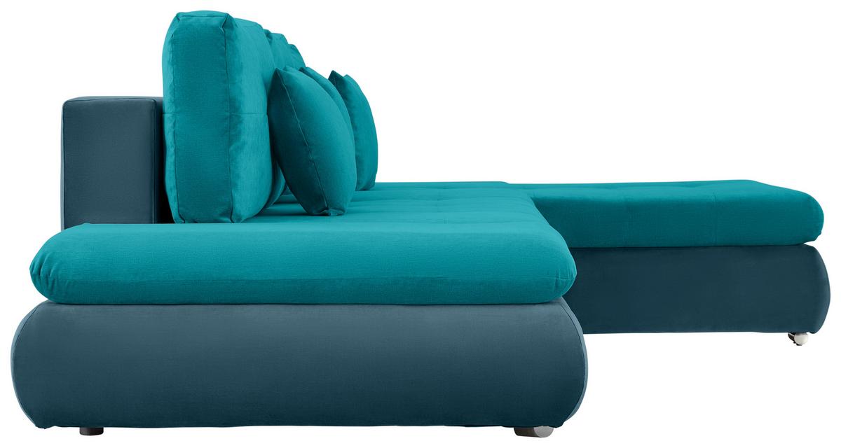 Wohnlandschaft Enrico Petrol - Chromfarben/Petrol, KONVENTIONELL, Kunststoff/Textil (303/88/185cm) - Mömax