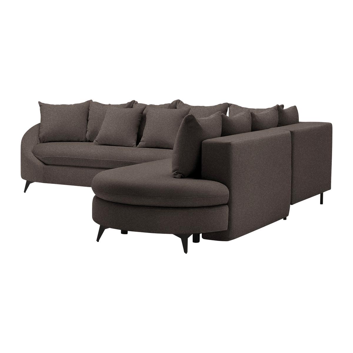 Ecksofa Axel Mokka - Schwarz/Mokka, MODERN, Textil/Metall (291/87/250cm) - Mömax
