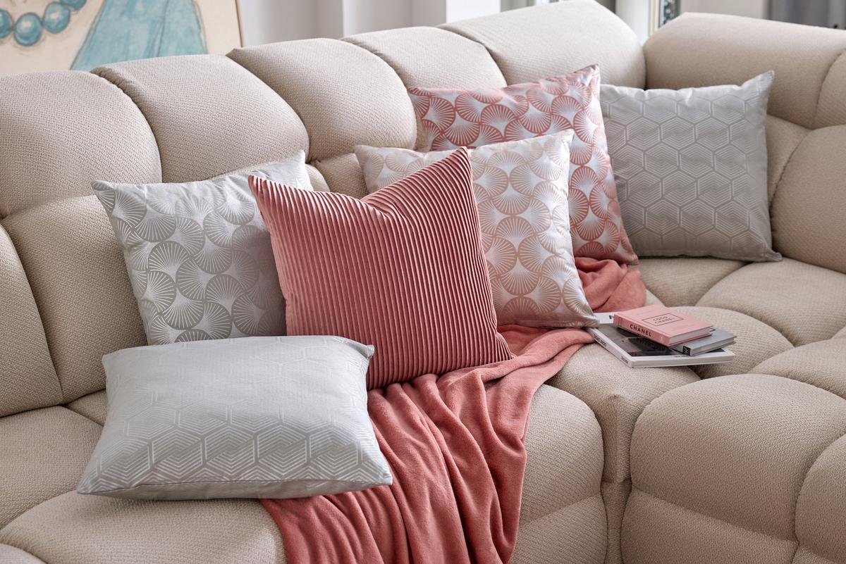 Díszpárna Shiny Gingko 45/45 - bézs/ezüstszínű, Romantik / Landhaus, textil (45/45cm) - Mömax