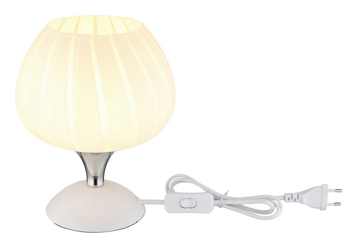 Tischleuchte Maxy Weiß max. 40 Watt - Chromfarben/Weiß, KONVENTIONELL, Glas/Metall (15/20,5cm) - Globo