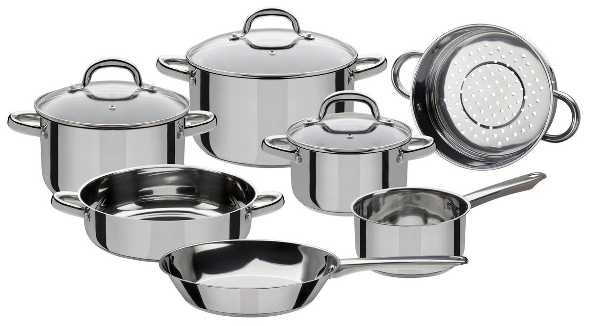 Set Posod Montreal, 6-Delni - barve nerjavečega jekla/prozorno, Basics, kovina/steklo - GSW