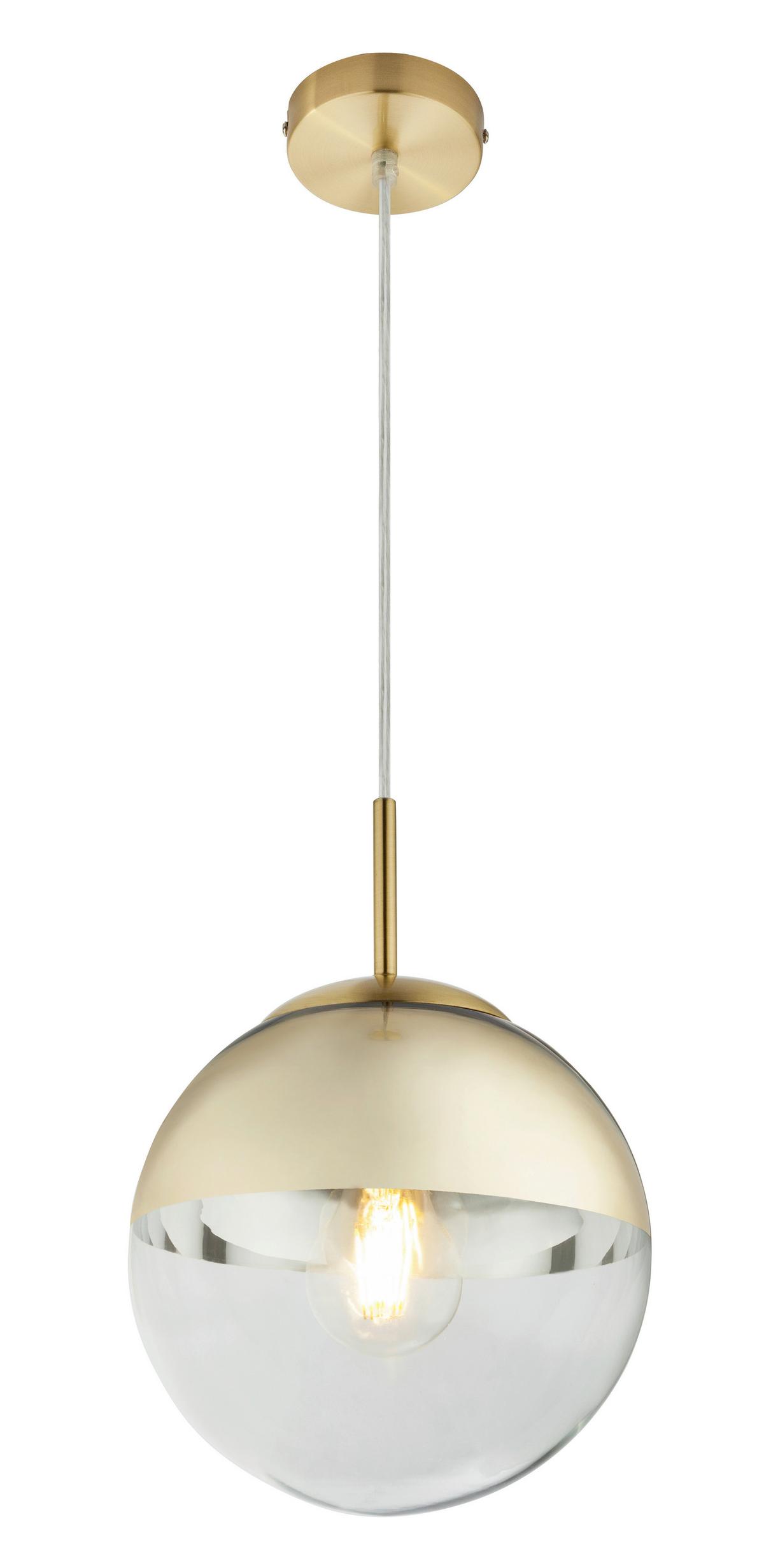 Viseća Svjetiljka 15855 - zlatne boje/prozirno, Design, staklo/metal (20/120cm) - Globo