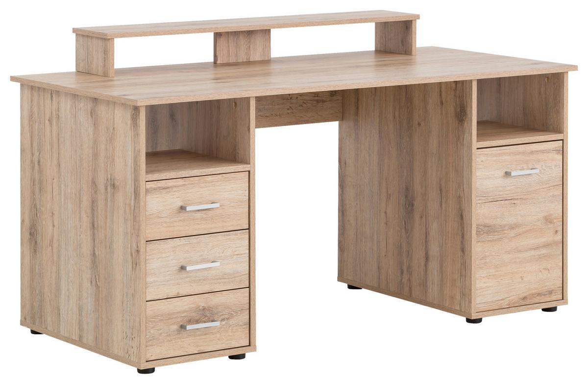 Schreibtisch Niels Wildeiche ca. 150x70x70,4cm - Wildeiche/Silberfarben, MODERN, Holzwerkstoff/Kunststoff (150/70/70,4cm)