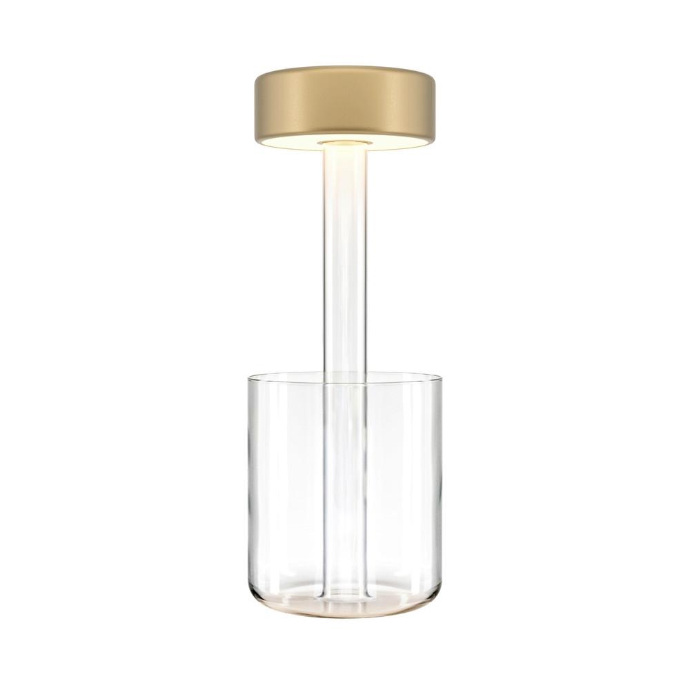 AKKU-TISCHLEUCHTE AI COLLABORATION - Transparent/Goldfarben, Design, Glas/Metall (12/34,8cm) - MAYTONI