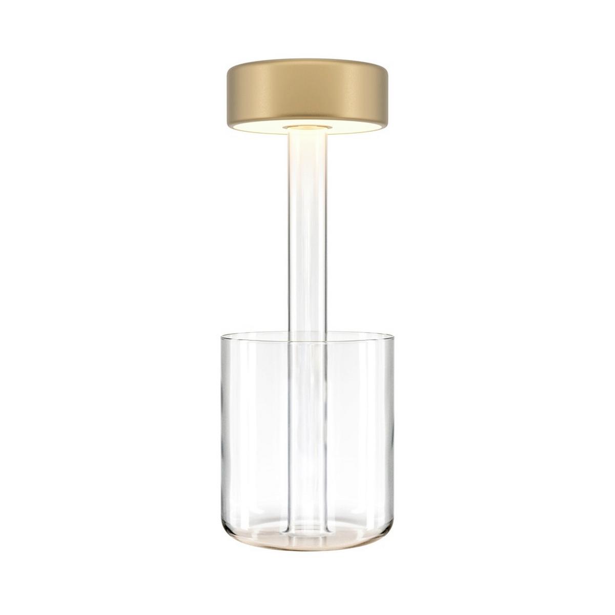 AKKU-TISCHLEUCHTE AI COLLABORATION - Transparent/Goldfarben, Design, Glas/Metall (12/34,8cm) - MAYTONI