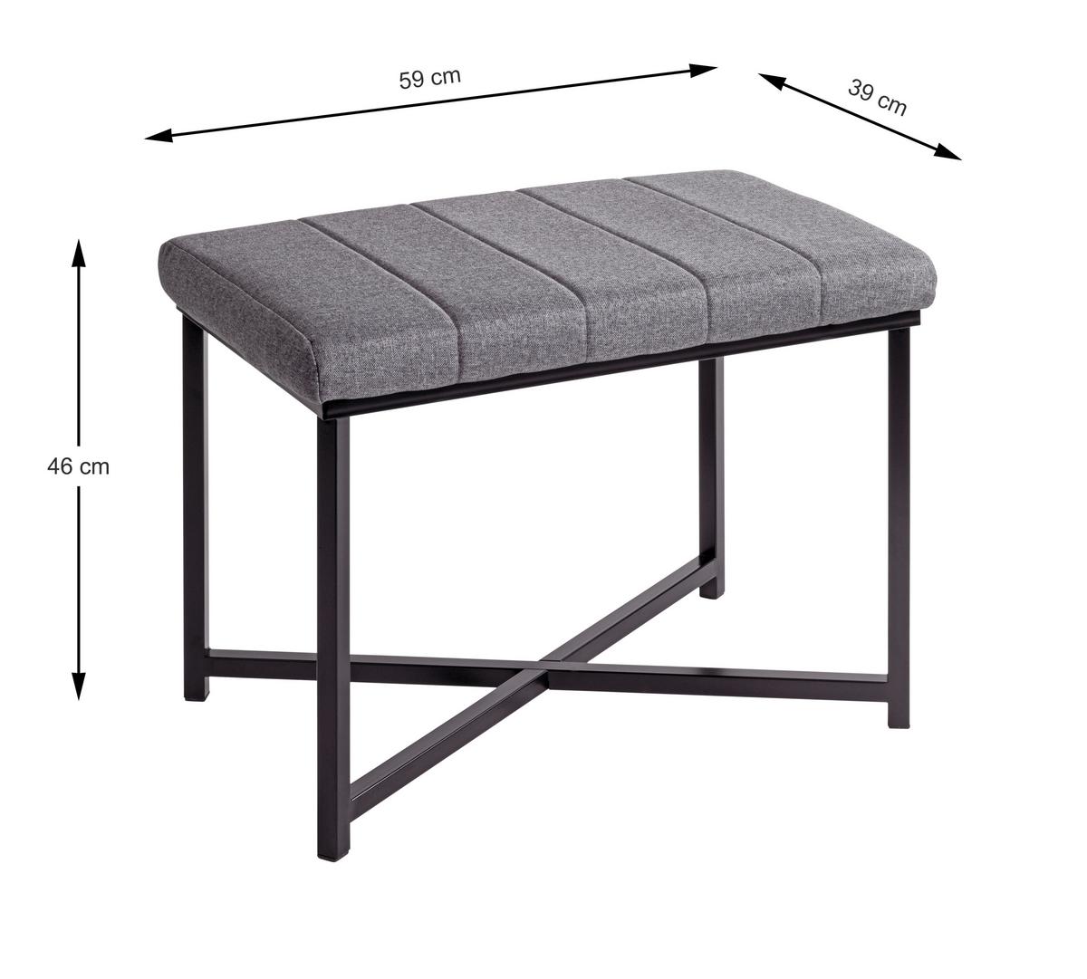 Bancă BENEDIKT 3 - negru/gri, Trend, metal/textil (58/47/38cm) - Modern Living