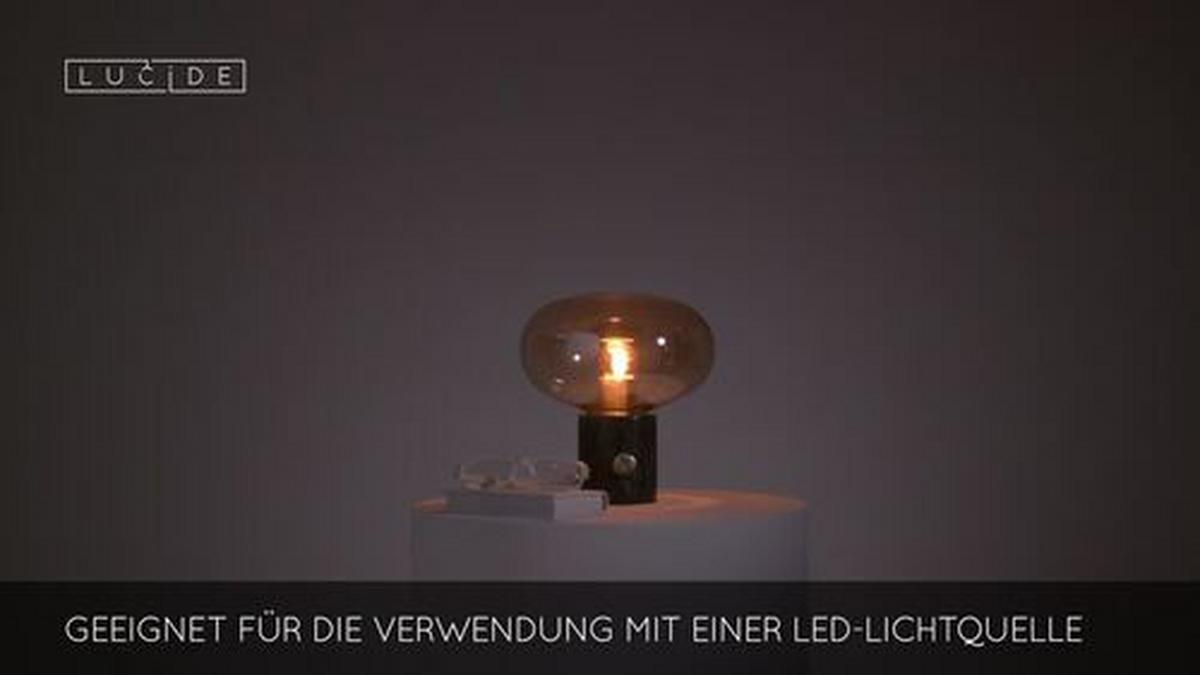 LAMPA STOŁOWA 03520/01/62 CHARLIZE - zielony/kolor bursztynowy, Basics, kamień/szkło (23/24cm) - Lucide