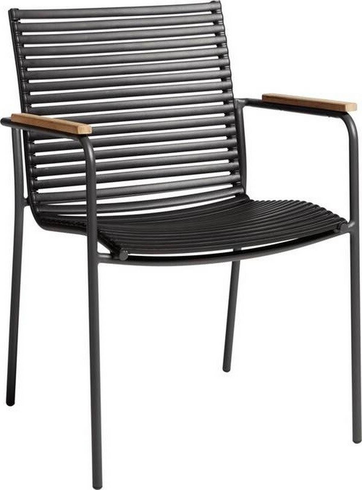 Stapelstuhl Mood Classic Anthrazit/Teakholz - Anthrazit/Schwarz, KONVENTIONELL, Holz/Kunststoff (60/84/56cm) - Gardenson