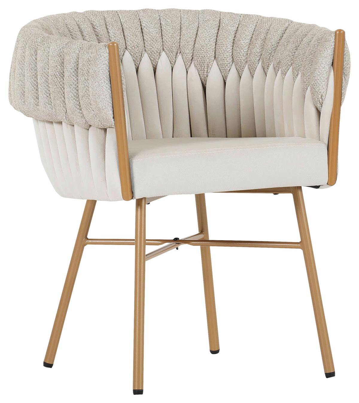 KRZESŁO Z PODŁOKIETNIKAMI TWISTY   -AMBIA HOME- - beżowy/kolor złoty, Design, metal/tkanina (65/76/60cm) - Ambia Home