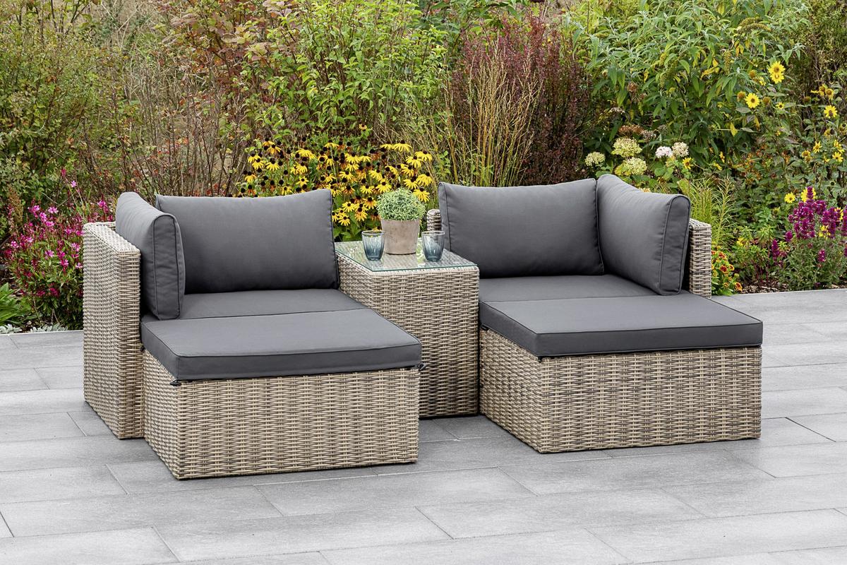 Lounge Garnitura Licosa, Blazine - temno siva/siva, Konvencionalno, kovina/umetna masa (88/65/68cm) - Gardenson