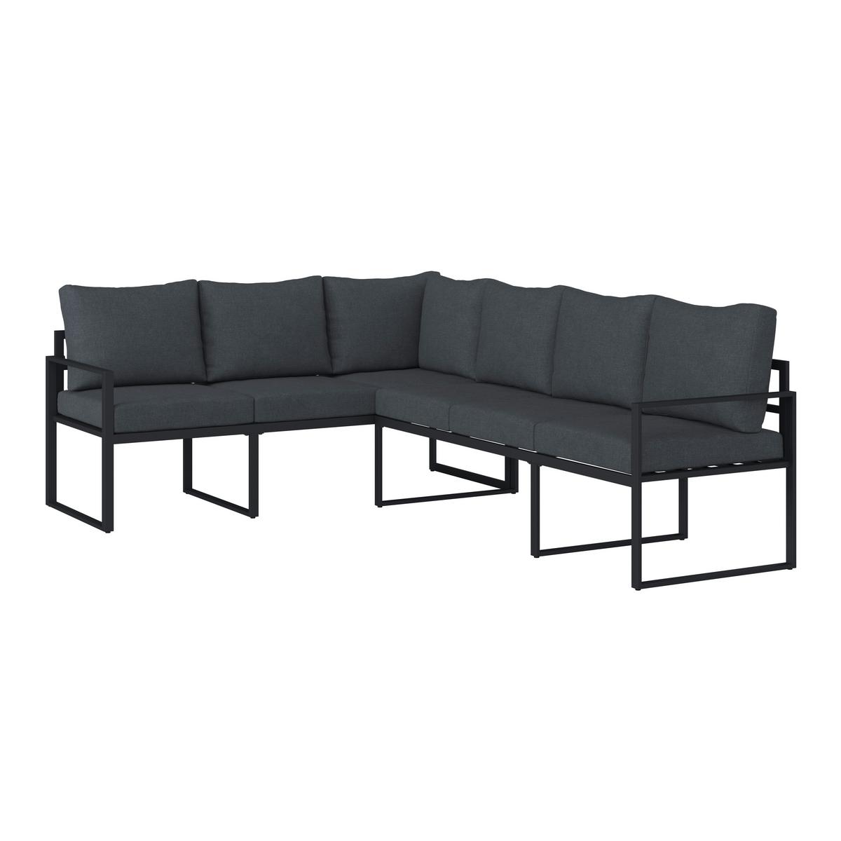 Lounge Garnitura Bologna, Antracit, 5-Delno - siva/antracit, Moderno, kovina/steklo - Beldano