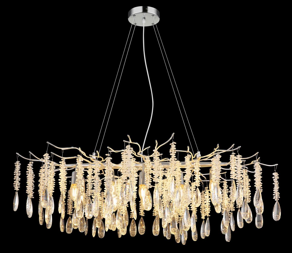 Viseća Svjetiljka Kinga - srebrne boje/prozirno, Design, staklo/metal (100/60/120cm) - Globo