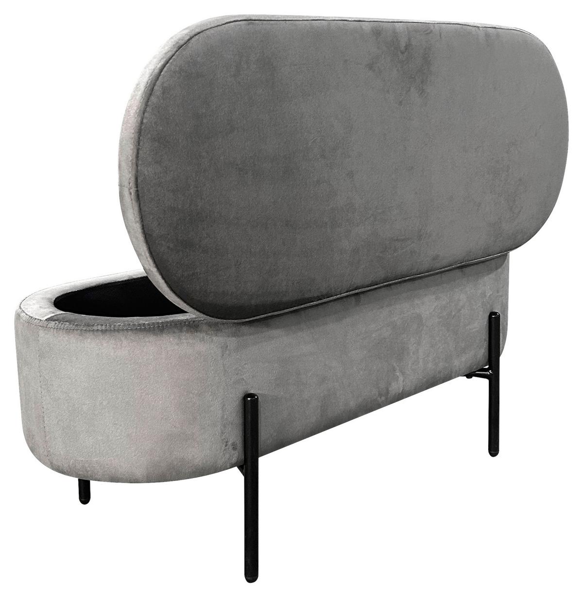 Sitzbank Nova Grau Samt - Schwarz/Grau, Design, Textil/Metall (95/42/37,5cm) - MID.YOU