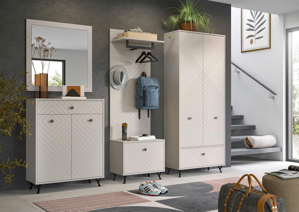 Sitzbank Notes ca. 60x50x35 cm Sandbeige - Beige, Design, Holzwerkstoff/Metall (60/50/35cm) - MID.YOU