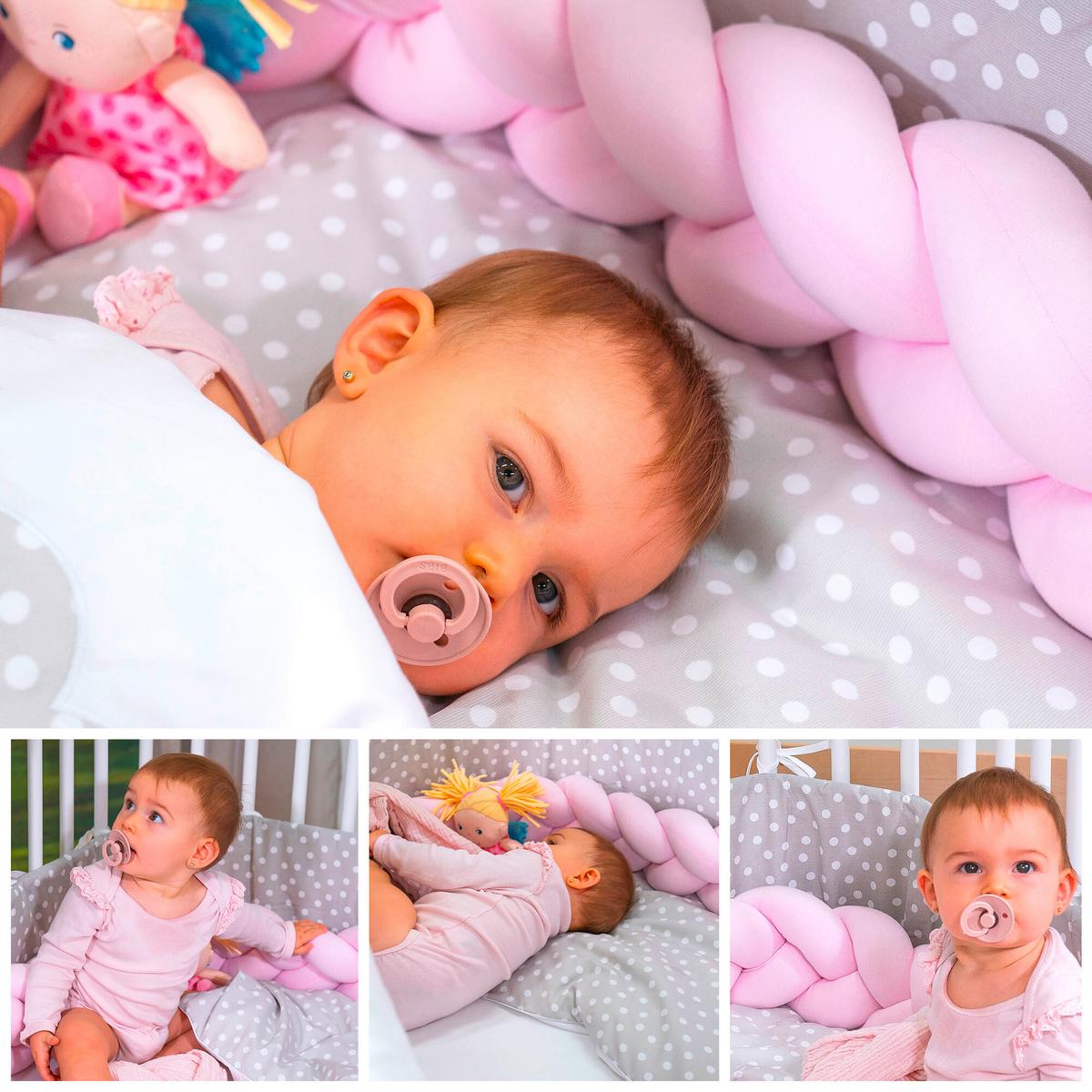 OCHRANIACZ DO ŁÓŻECZKA GEFLOCHTEN - kremowy, Basics, tkanina (200/13/13cm) - Babybay