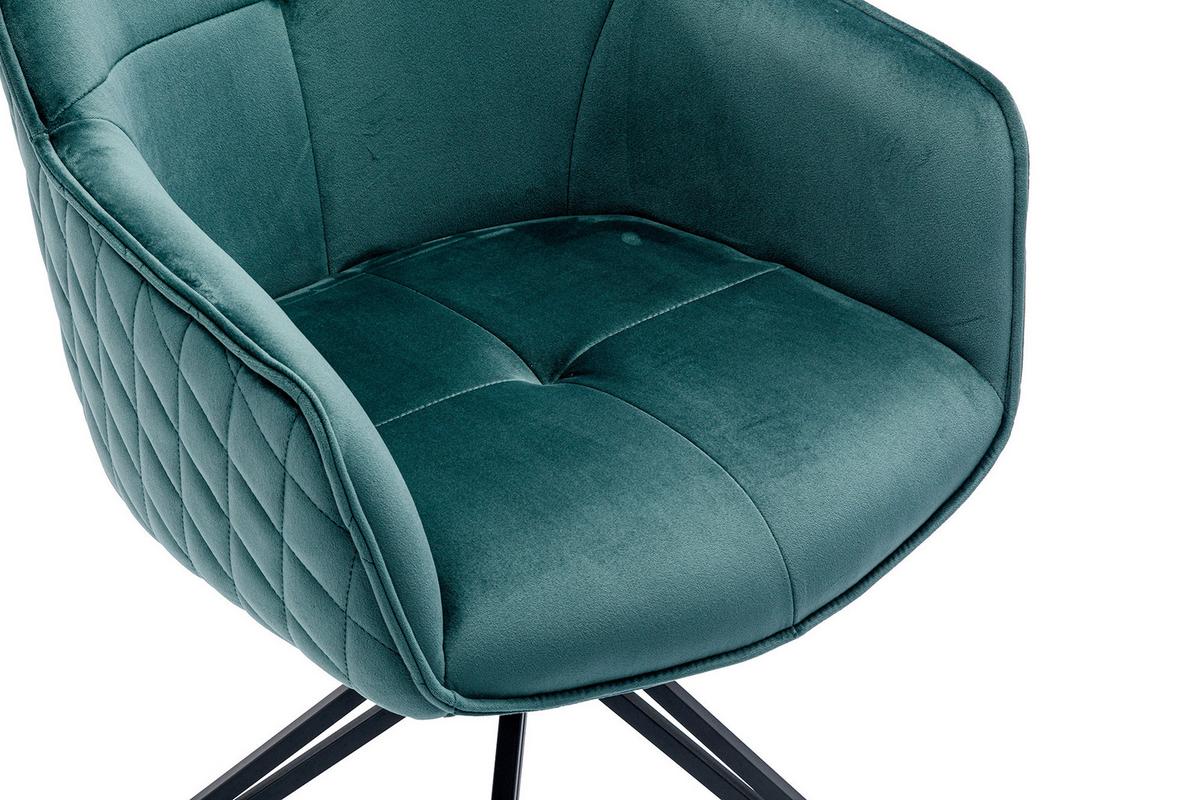 Naslanjač Samt, Zelena, Vrtljiv - črna/zelena, Moderno, kovina/tekstil (59/83/60cm) - Livetastic