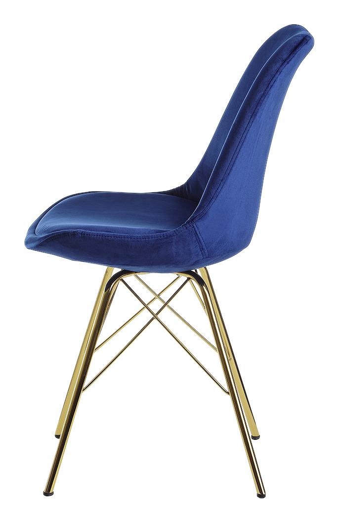 Stuhl-Set "WL6.186", 2-er Set, blau - Blau/Goldfarben, MODERN, Textil/Metall (48/86/58cm) - MID.YOU