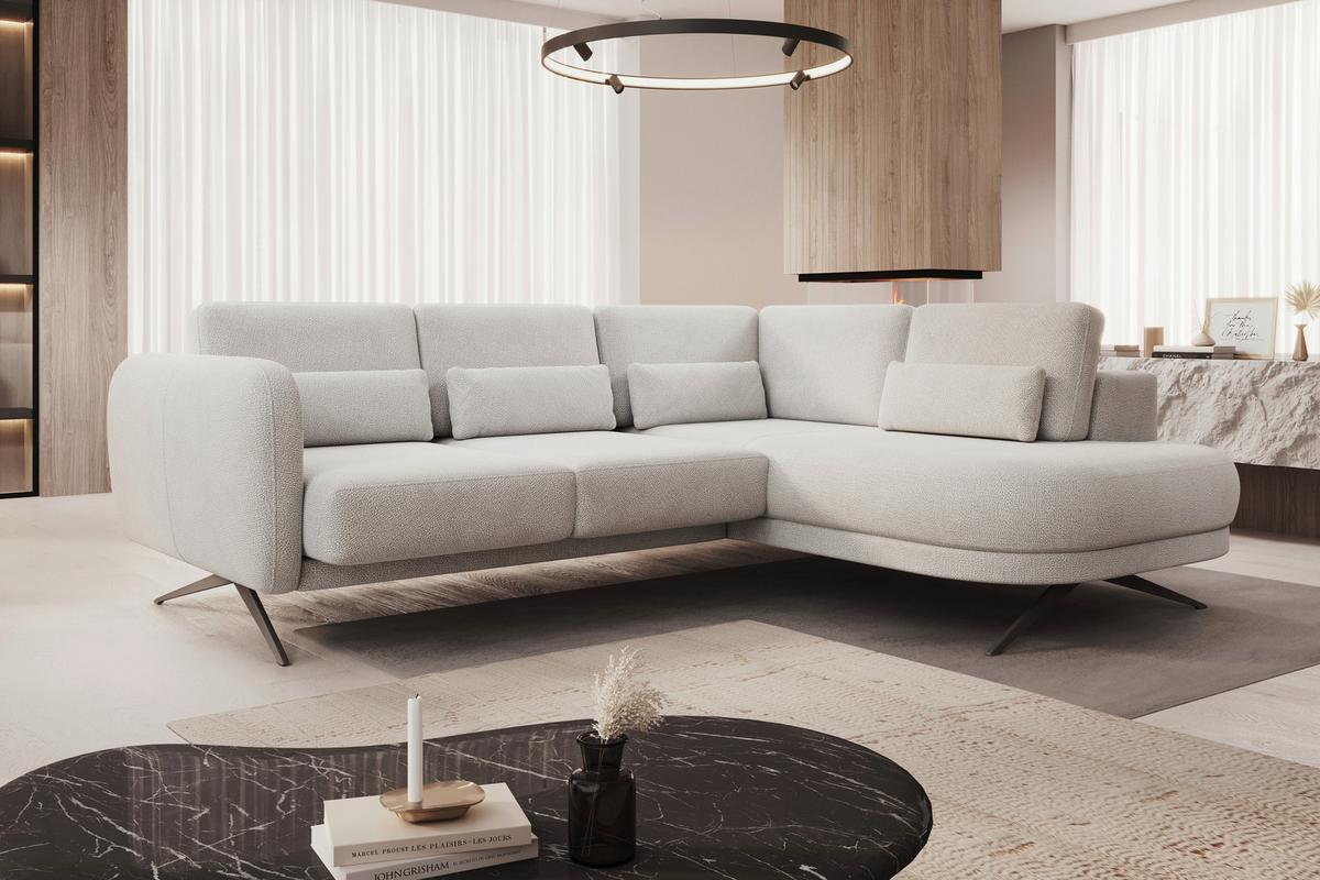 Coltar ILUSSIO L - gri deschis/crem, Modern (248-205/83-104/111cm) - Modern Living