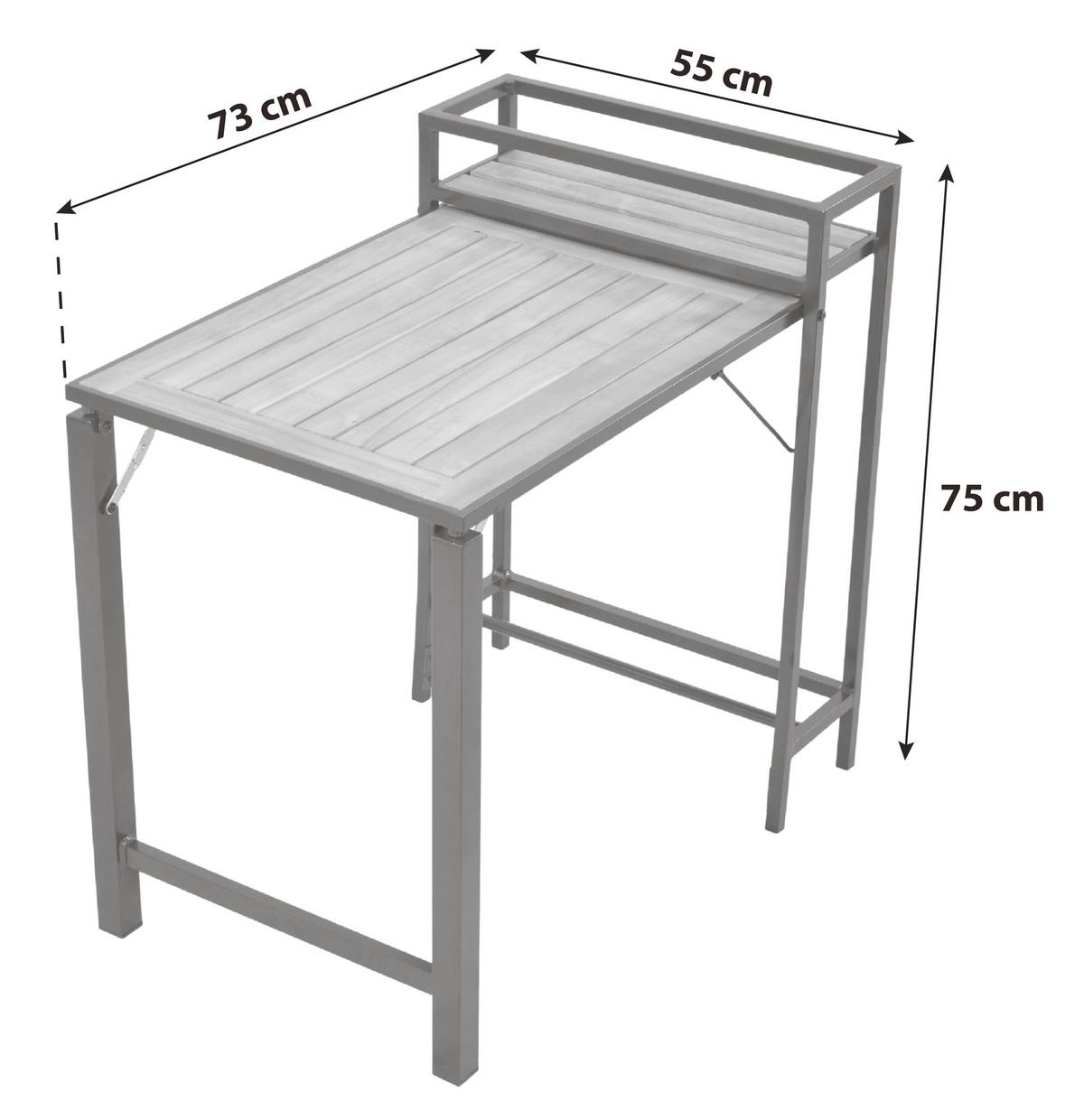 Miza Za Balkon Santorin, Aluminij, Masivno - barve grafita/naravne barve, Moderno, kovina/les (55/75/73cm) - Gardenson