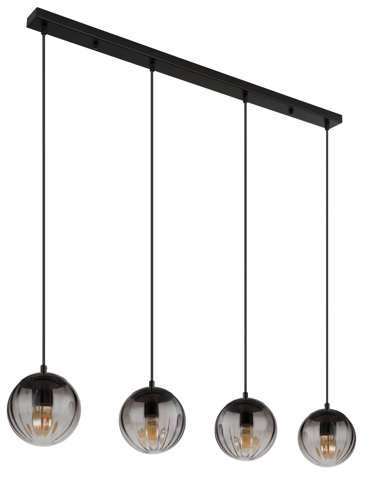 Hängeleuchte Dallerta Rauchfarben max. 60 Watt - Klar/Schwarz, Design, Glas/Kunststoff (104,5/17/120cm) - Globo