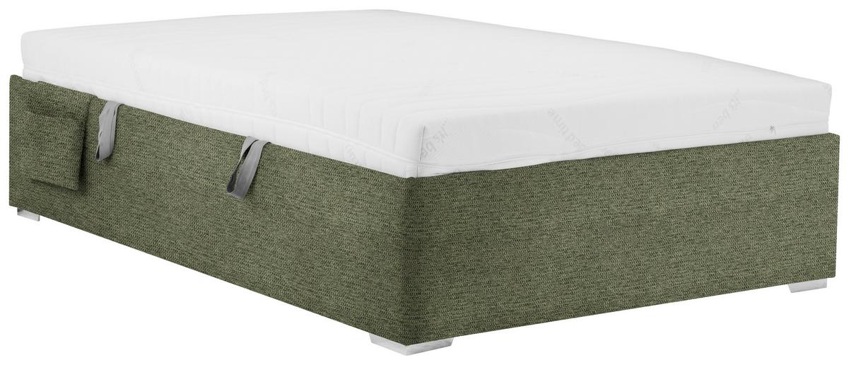 Bett Remi Olivgrün ca. 120x200cm - Chromfarben/Naturfarben, KONVENTIONELL, Holz/Kunststoff (120/200cm) - Mömax