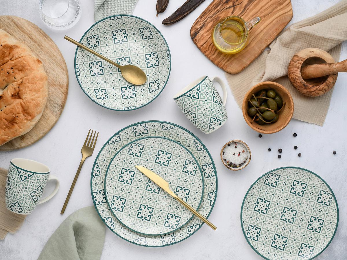 Kombinirani Servis Yara Petrol, 16-Delni - zelena/bela, Basics, keramika - Creatable