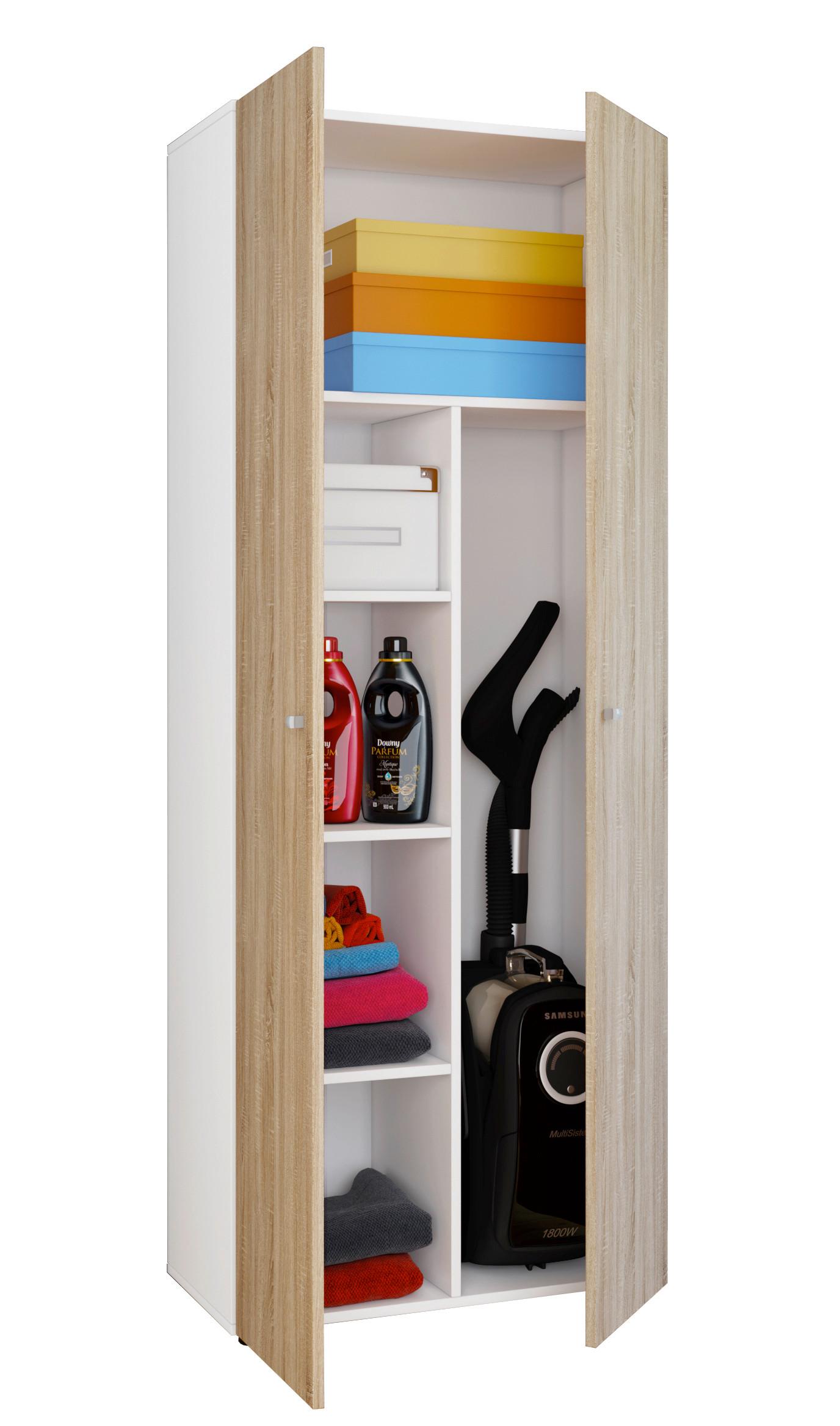 Mehrzweckschrank Vandol Ii Dt - Weiss/Silberfarben, Design, Holzwerkstoff/Kunststoff (70/178/39cm) - MID.YOU