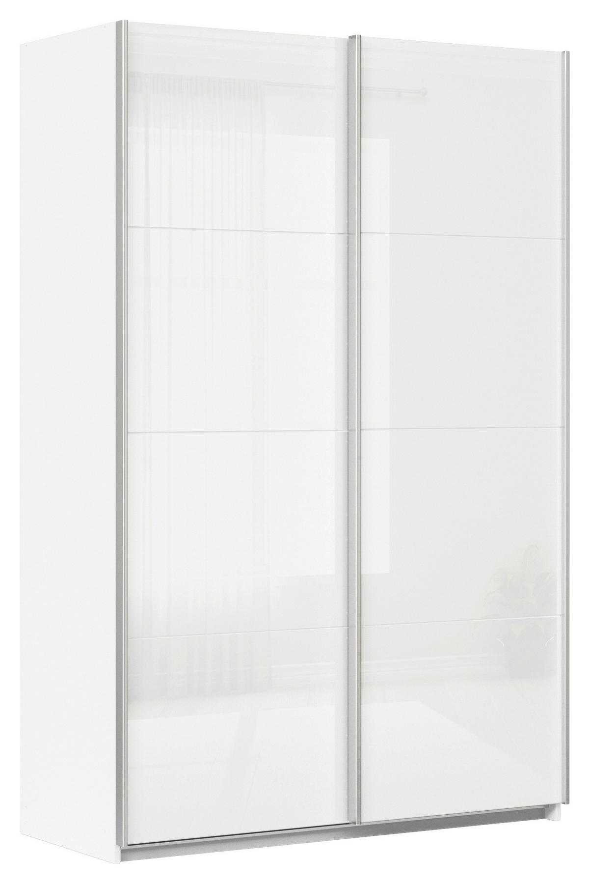 DULAP USI CULISANTE FELDKIRCH - alb/alb lucios intens, Modern, sticlă/material pe bază de lemn (136/210/62cm)