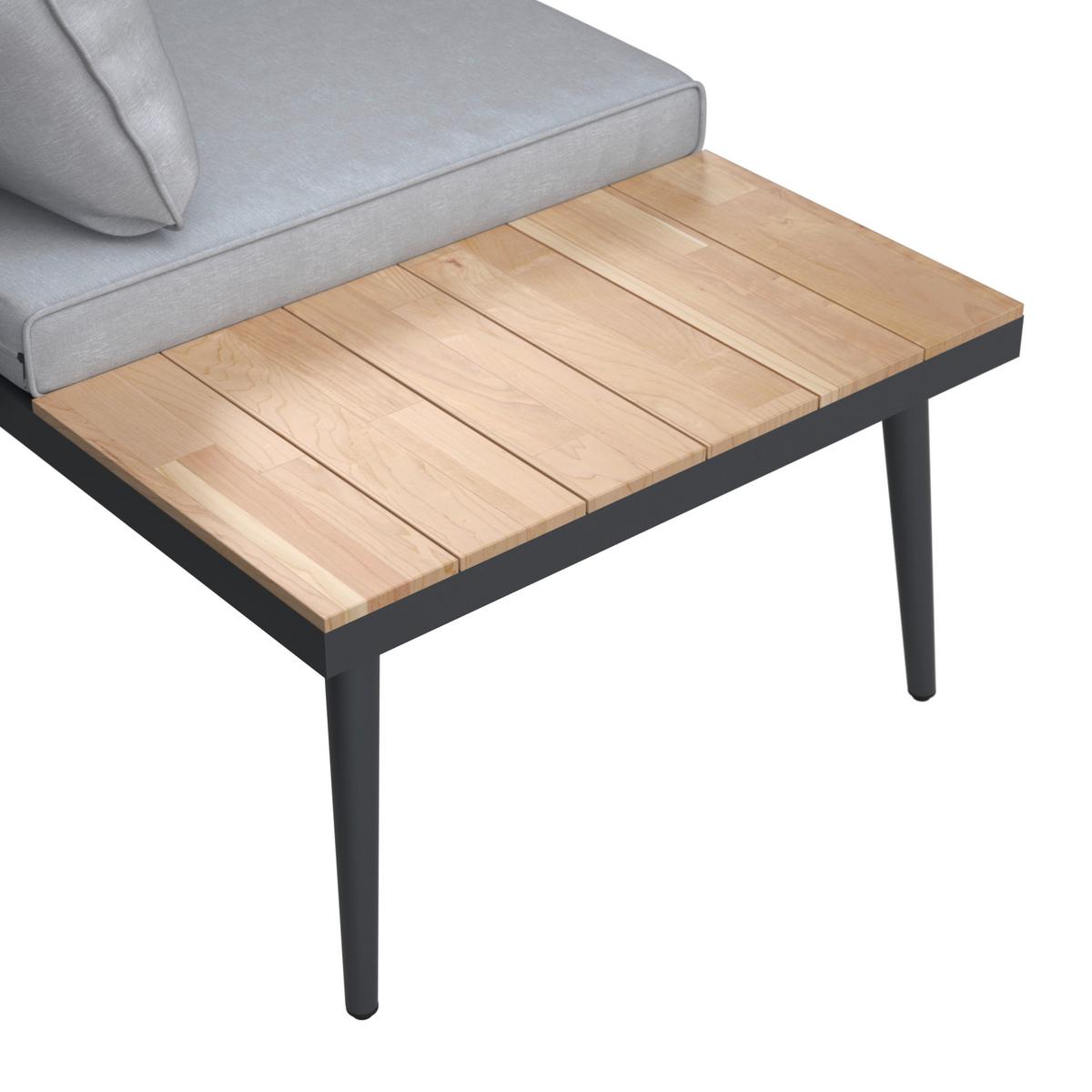 Loungegarnitur-Set Lorena Grau Akazie Metall/Outdoorstoff - Schwarz/Grau, MODERN, Holz/Textil (241/67/69cm) - Bessagi Garden