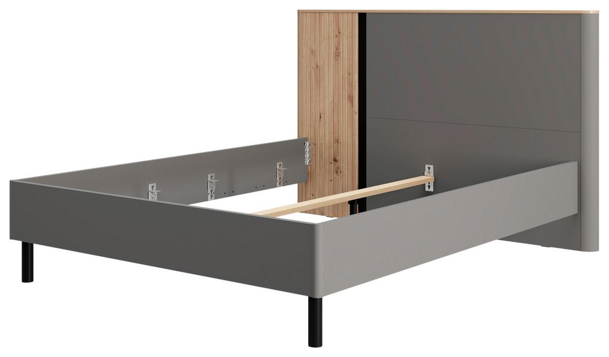 Ágykeret Fejvéggel Sinop - grafitszürke/fekete, Modern, faalapú anyag (180/200cm)