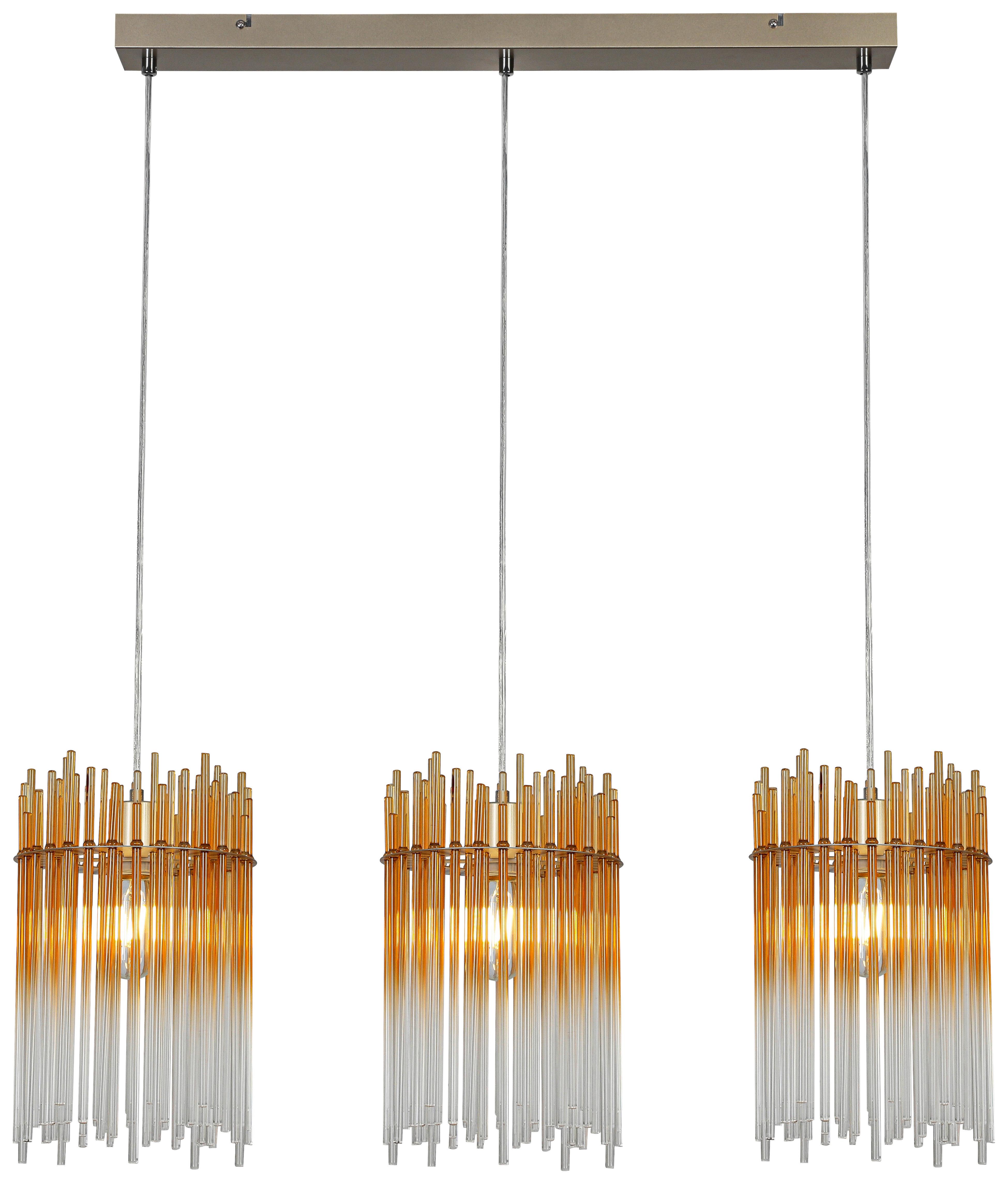 Függőlámpa Stab 3 Égős - Pezsgő/borostyánszínű, Modern, műanyag/üveg (81/20/150cm)