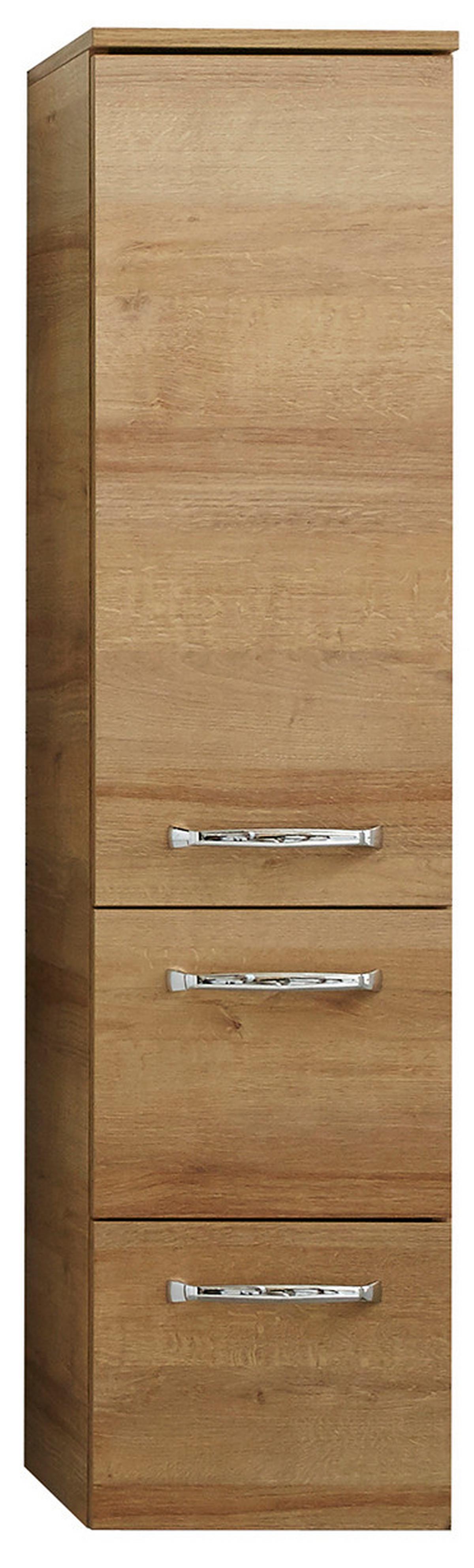 Midiszekrény Luga - krómszínű/tölgyfa színű, Modern, faalapú anyag (30/123/33cm)