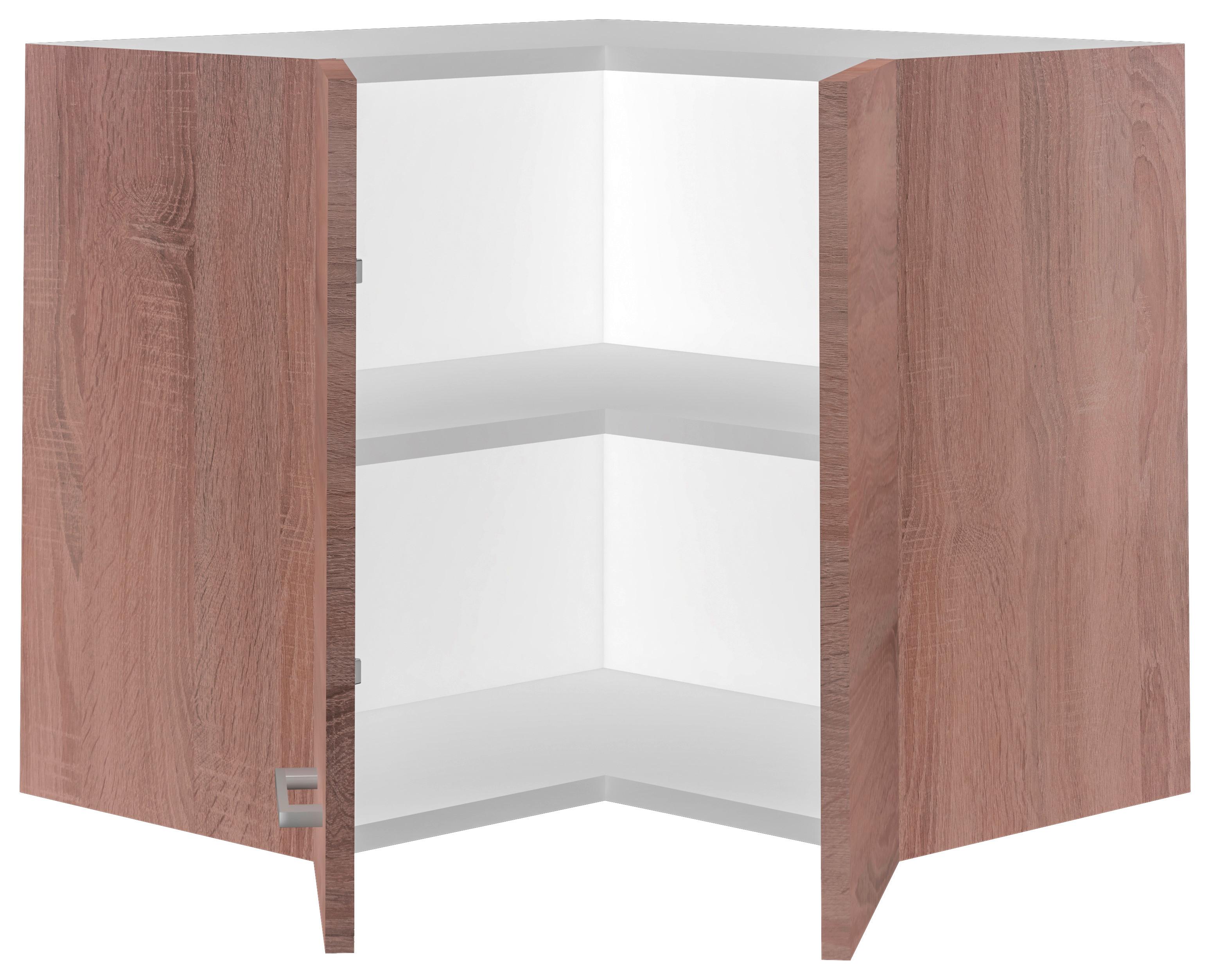 Kotna Zgornja Omarica Samoa, Barva Hrasta - bela/barve aluminija, Konvencionalno, umetna masa/leseni material (60/54,8/32cm)
