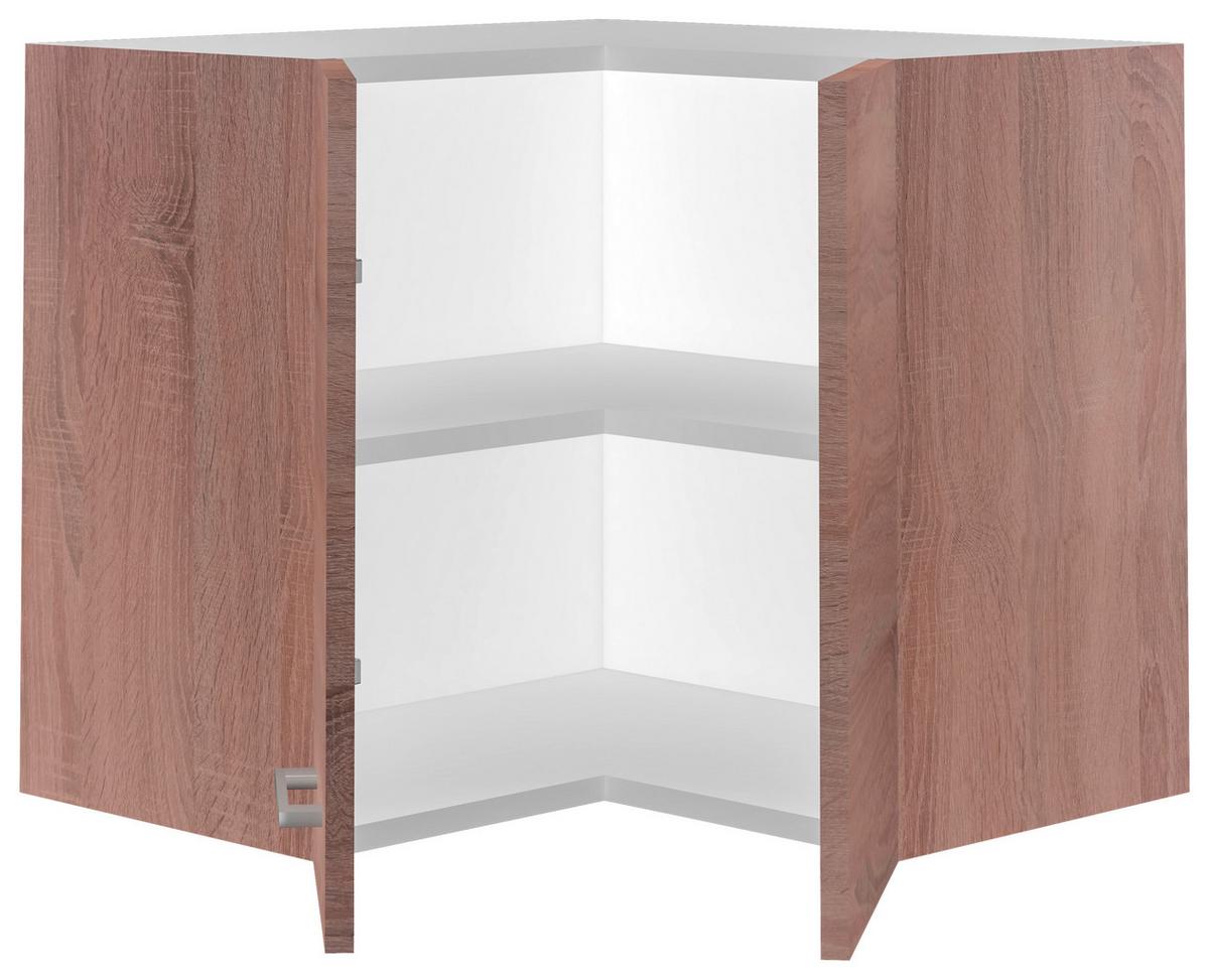 Kotna Zgornja Omarica Samoa, Barva Hrasta - bela/barve aluminija, Konvencionalno, umetna masa/leseni material (60/54,8/32cm)